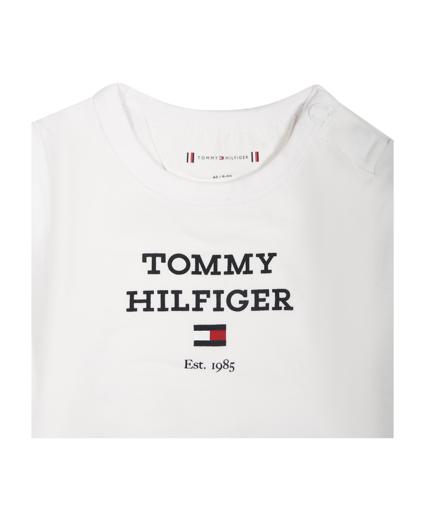 Tommy Hilfiger White Bodysuit For Babies With Logo - White ボディスーツ＆セットアップ
