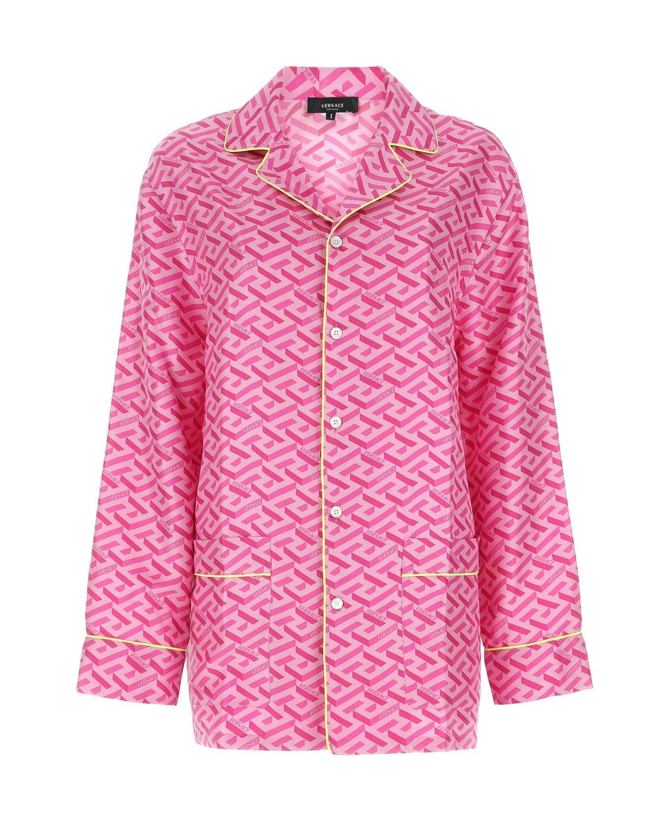 Versace Printed Satin Pijama Shirt - PINK