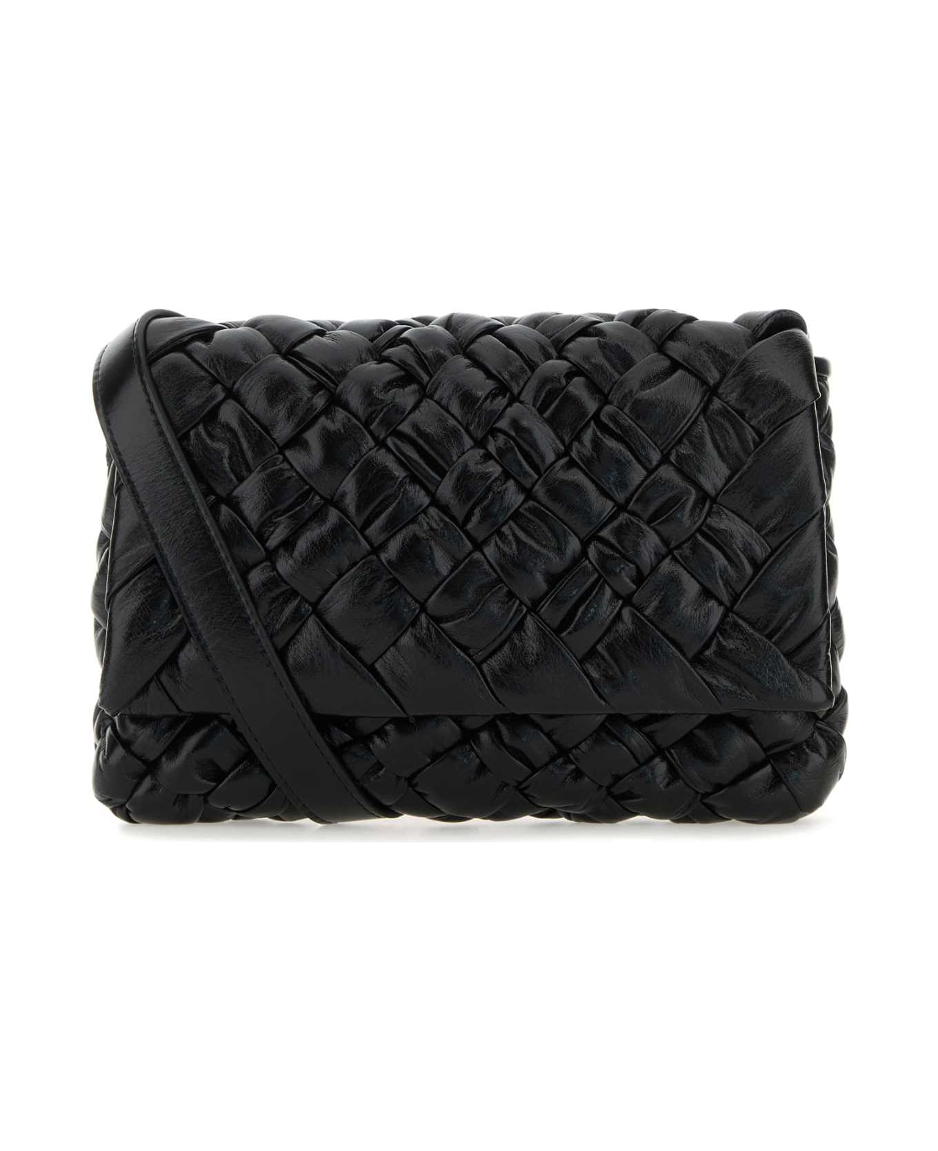 Bottega Veneta Black Leather Crossbody Bag - BLACKSILVER