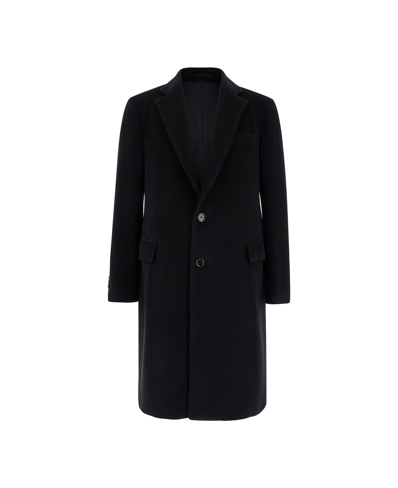 Lardini Black Single-breasted Coat With Notched Revers In Wool Blend Man - Black