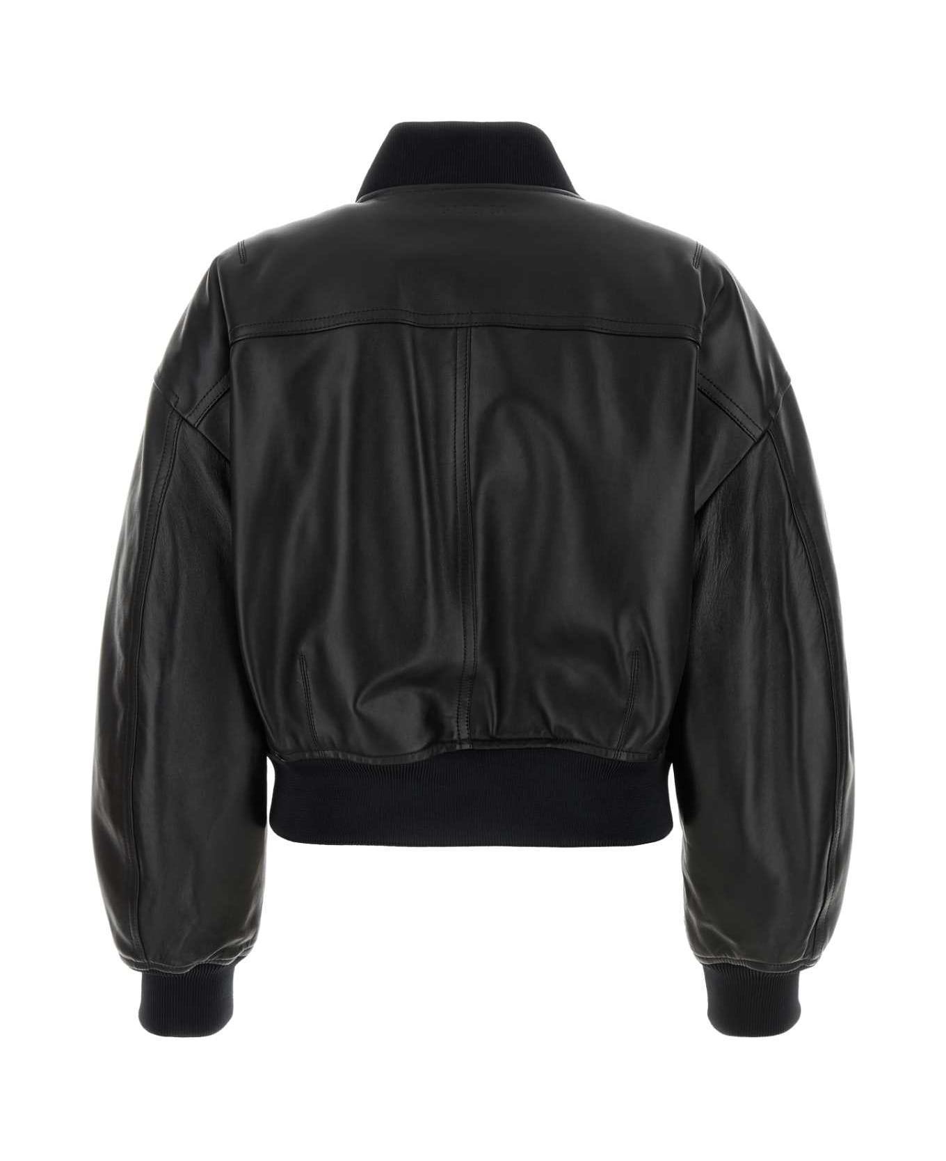 Gucci Black Leather Bomber Jacket - Black ジャケット