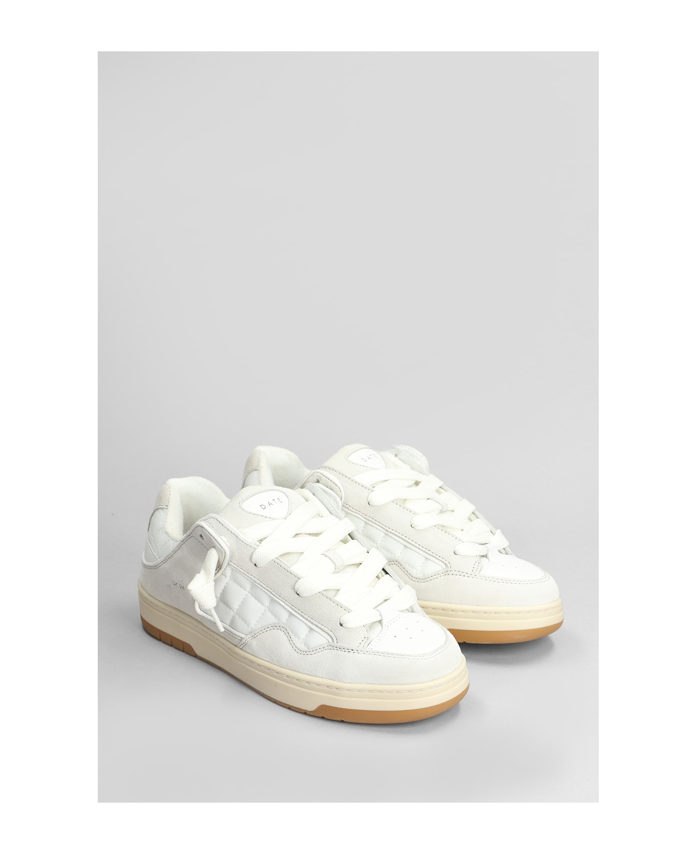 D.A.T.E. Skate Sneakers In White Suede And Fabric - White