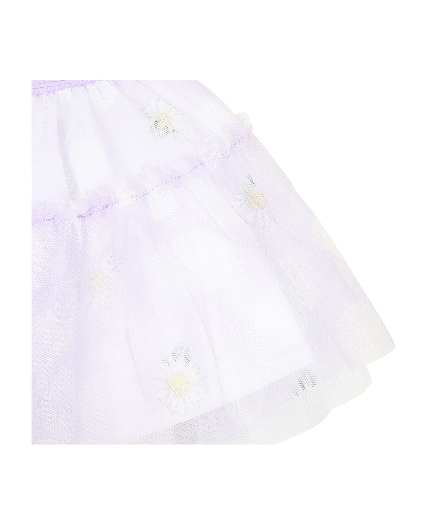 Monnalisa Purple Skirt For Baby Girl With Daisy Print - Violet ボトムス