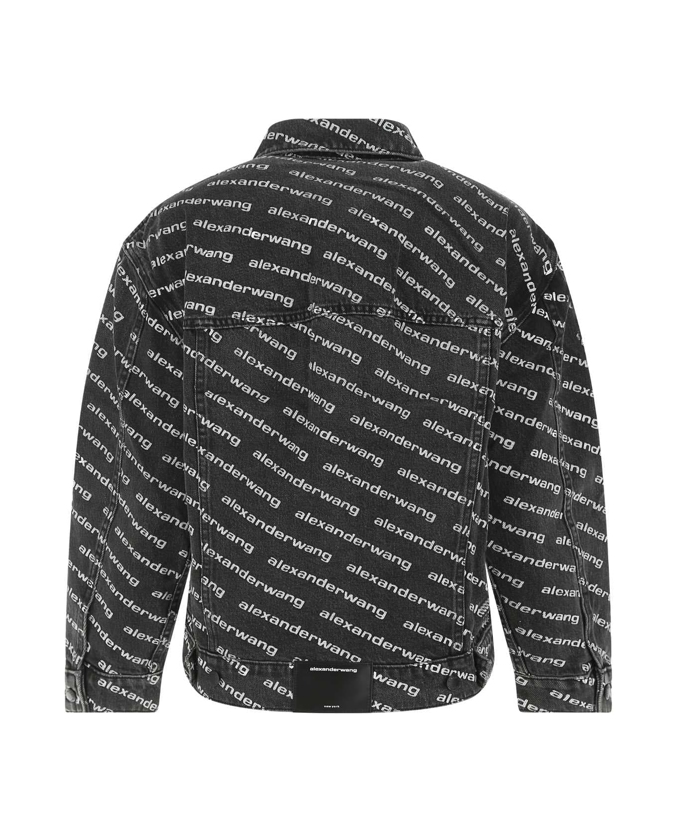 Alexander Wang Printed Denim Jacket - GREYAGEDWHITE