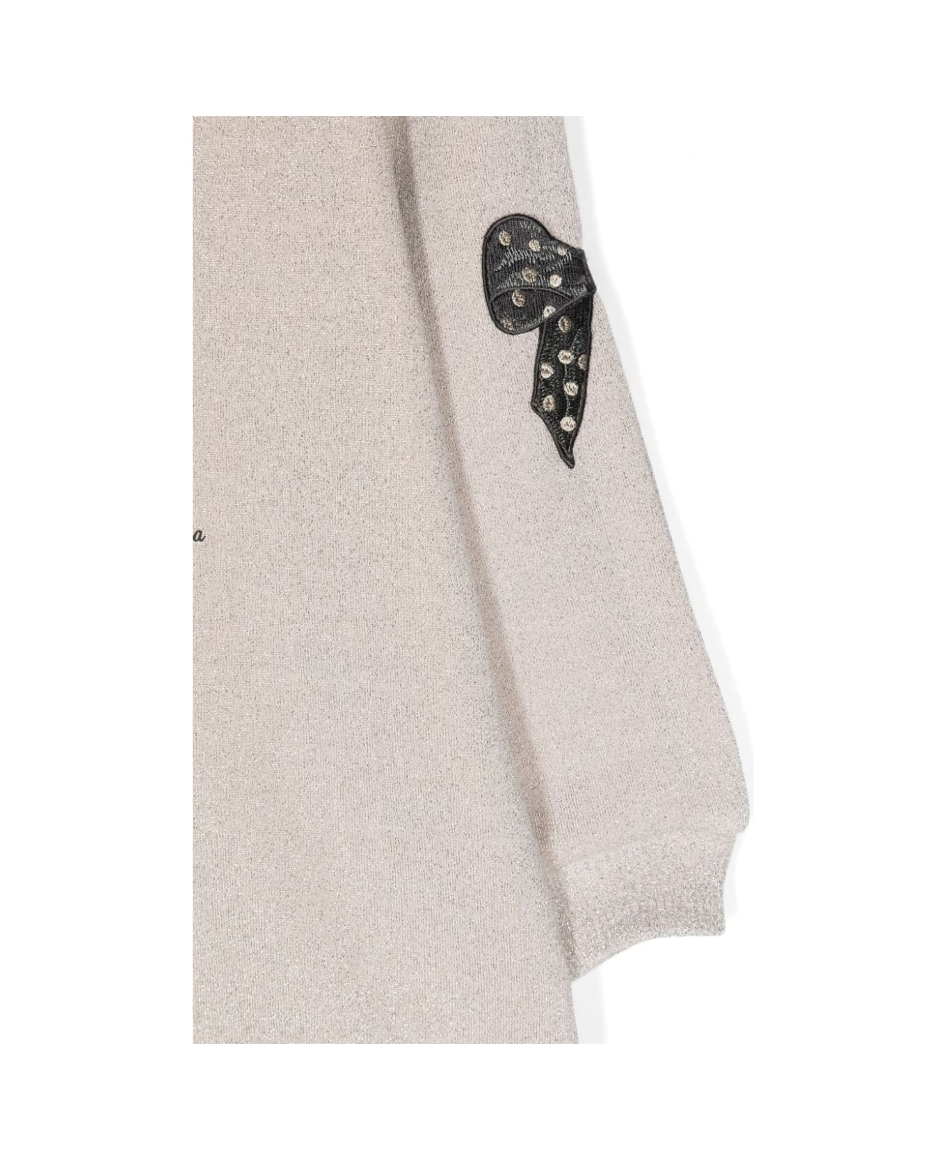 Monnalisa Beige Dress Girl - Ecrù/Argento