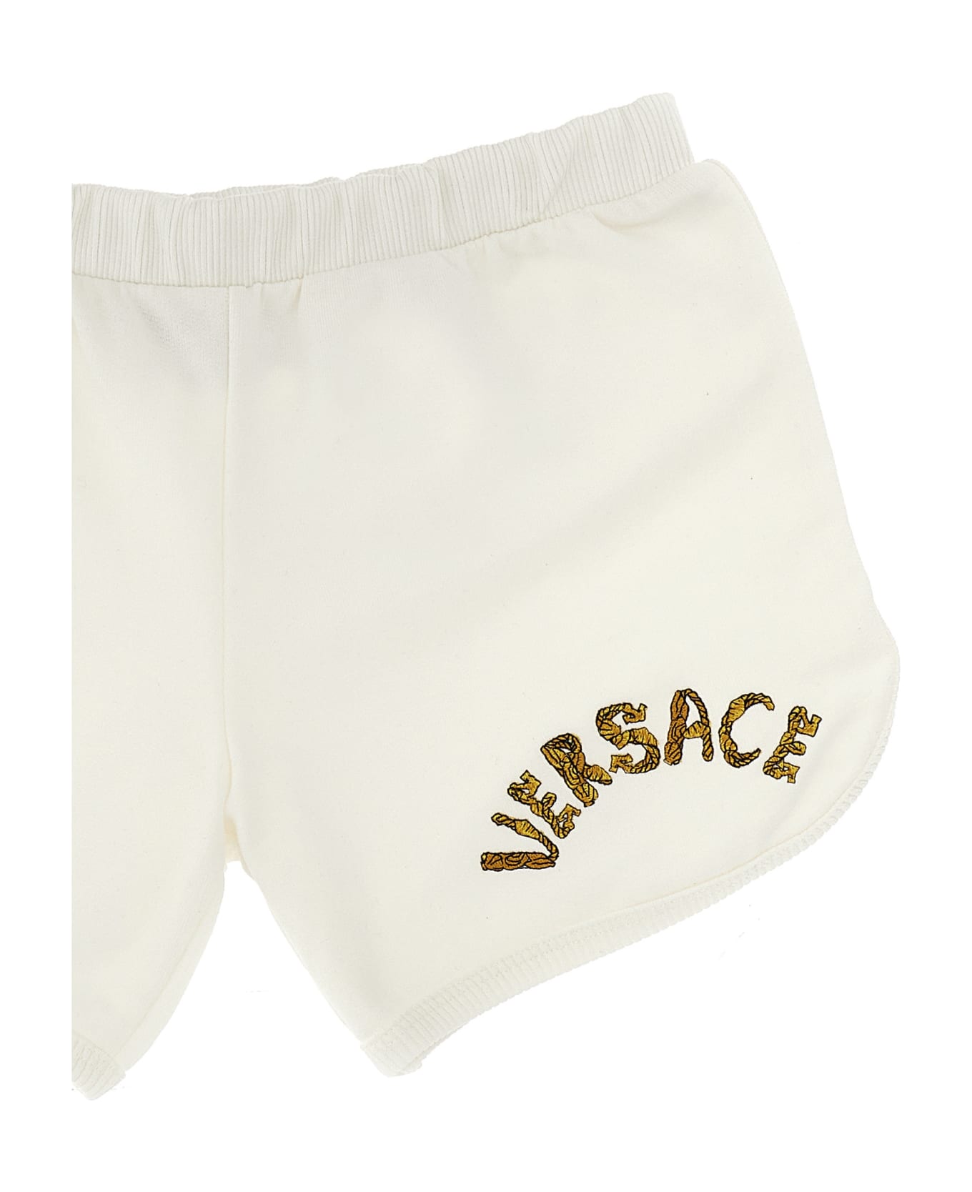Versace La Vacanza Logo Embroidery Capsule Shorts - White