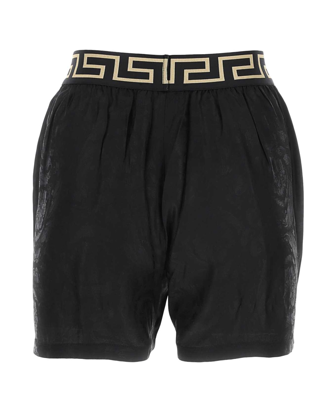 Versace Black Satin Pyjama Bermuda Shorts - NEROGRIGIO