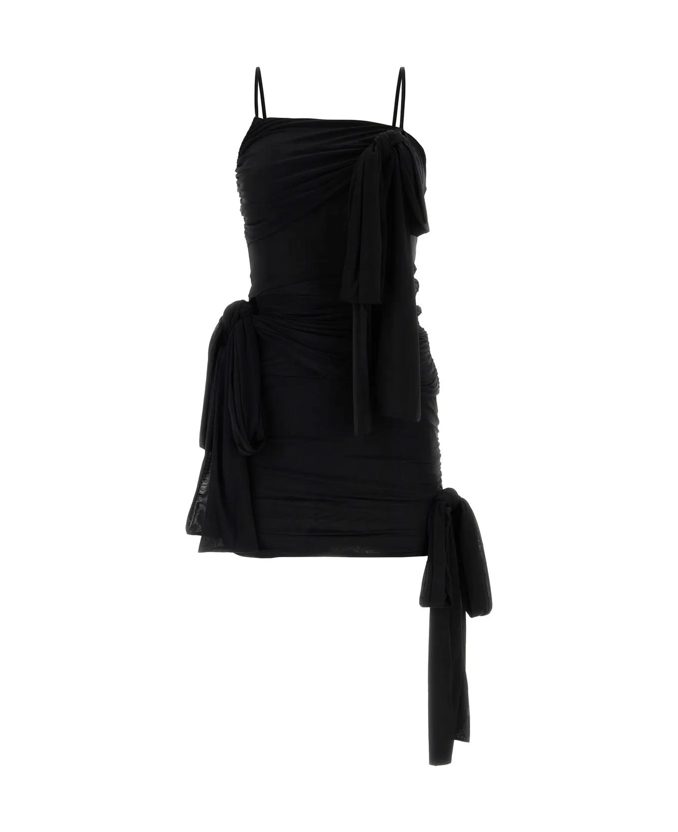 Blumarine Black Stretch Nylon Mini Dress - BLACK