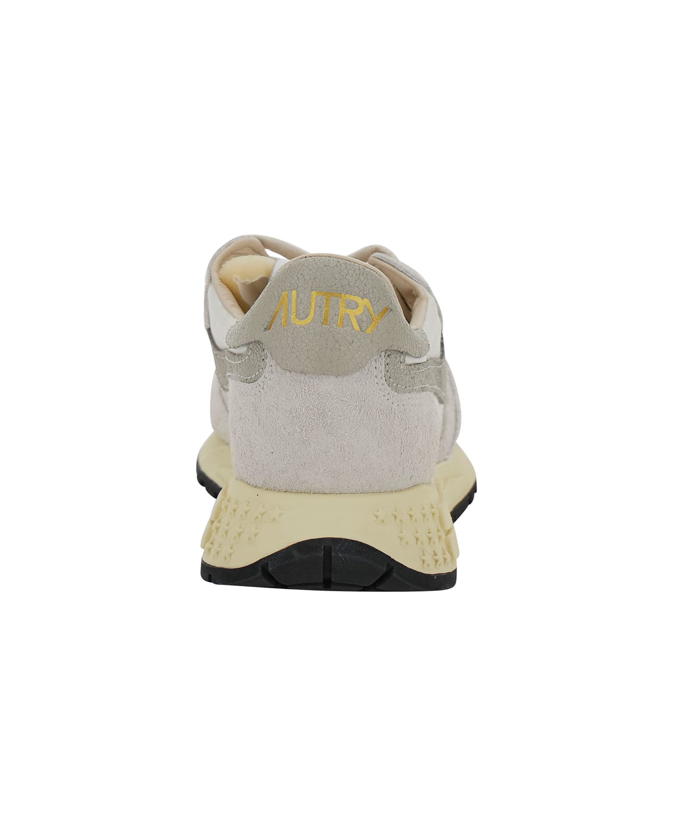 Autry 'reelwind' Grey Low Top Sneakers With Logo Patch In Leather And Suede Woman - White