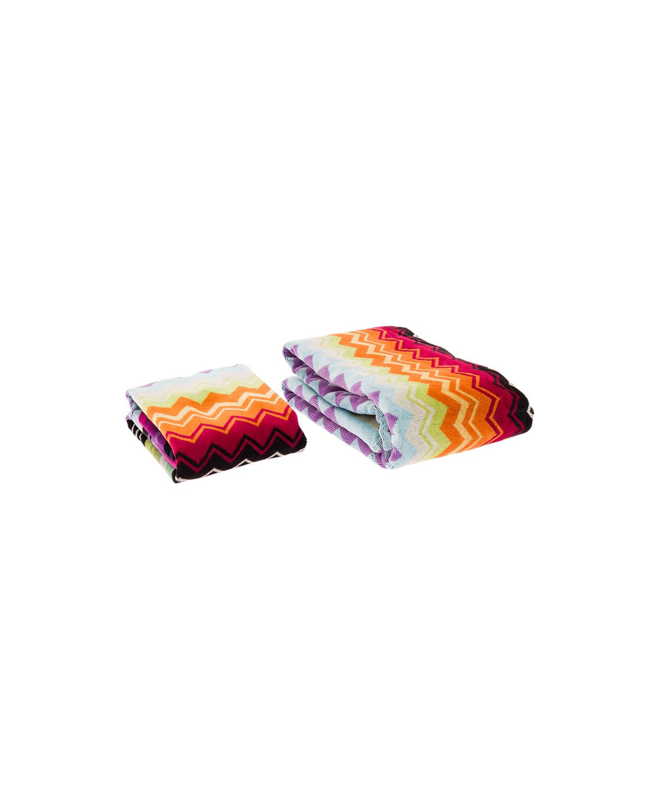 Missoni Giacomo Set Of Two Multicolor Zig Zag Cotton Towels Missoni Home - Multicolor ビーチタオル