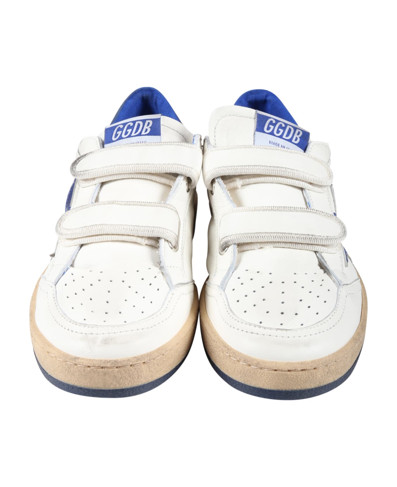 Golden Goose White Sneakers For Kids With Star And Logo - White