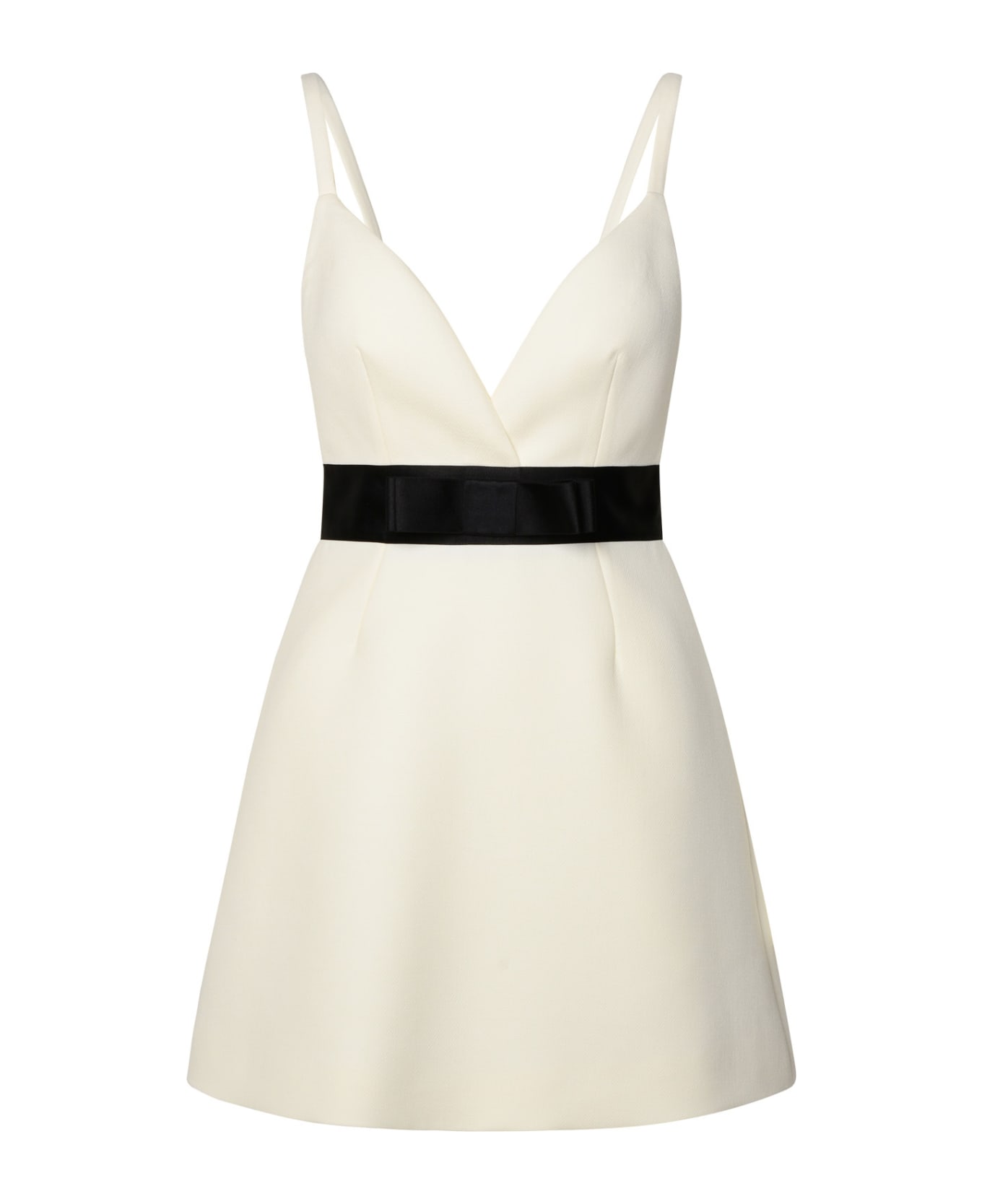 Dolce & Gabbana Short Dress With Shoulder Straps And Satin Belt - White ワンピース＆ドレス