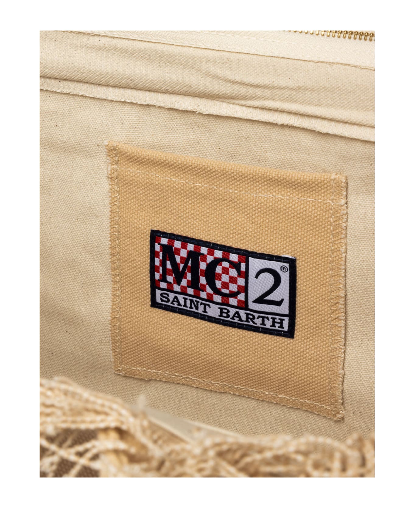 MC2 Saint Barth Beige Cotton Canvas Vanity Shoulder Bag