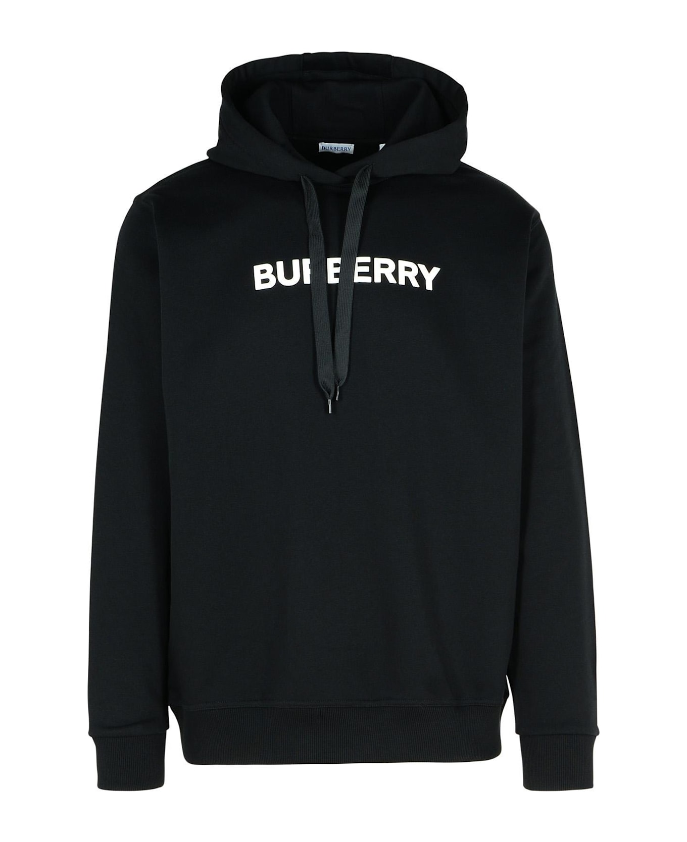 Burberry Logo Printed Drawstring Hoodie - BLACK