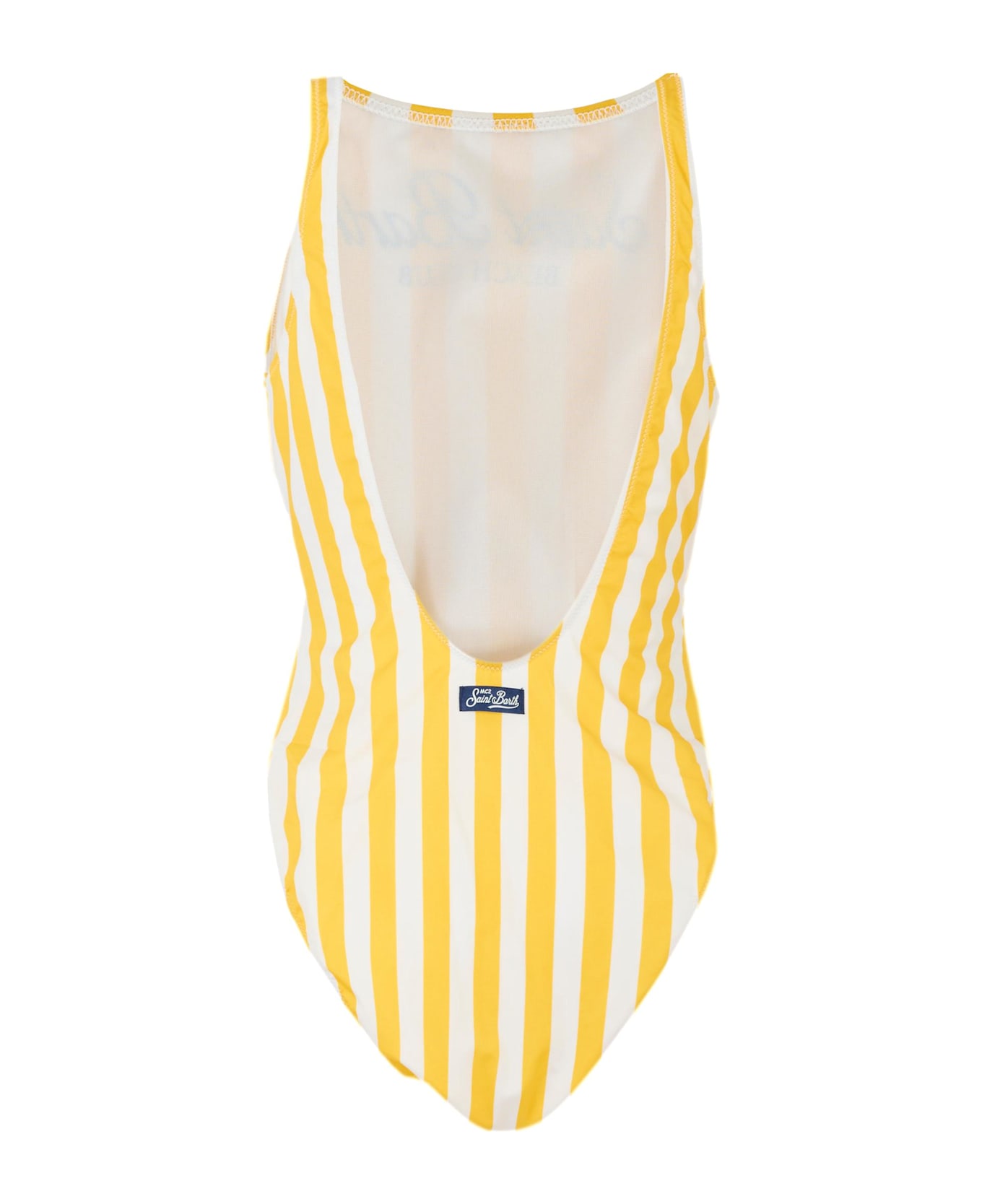 MC2 Saint Barth Yellow One-piece Swimsuit For Girl With Logo - Multicolor
