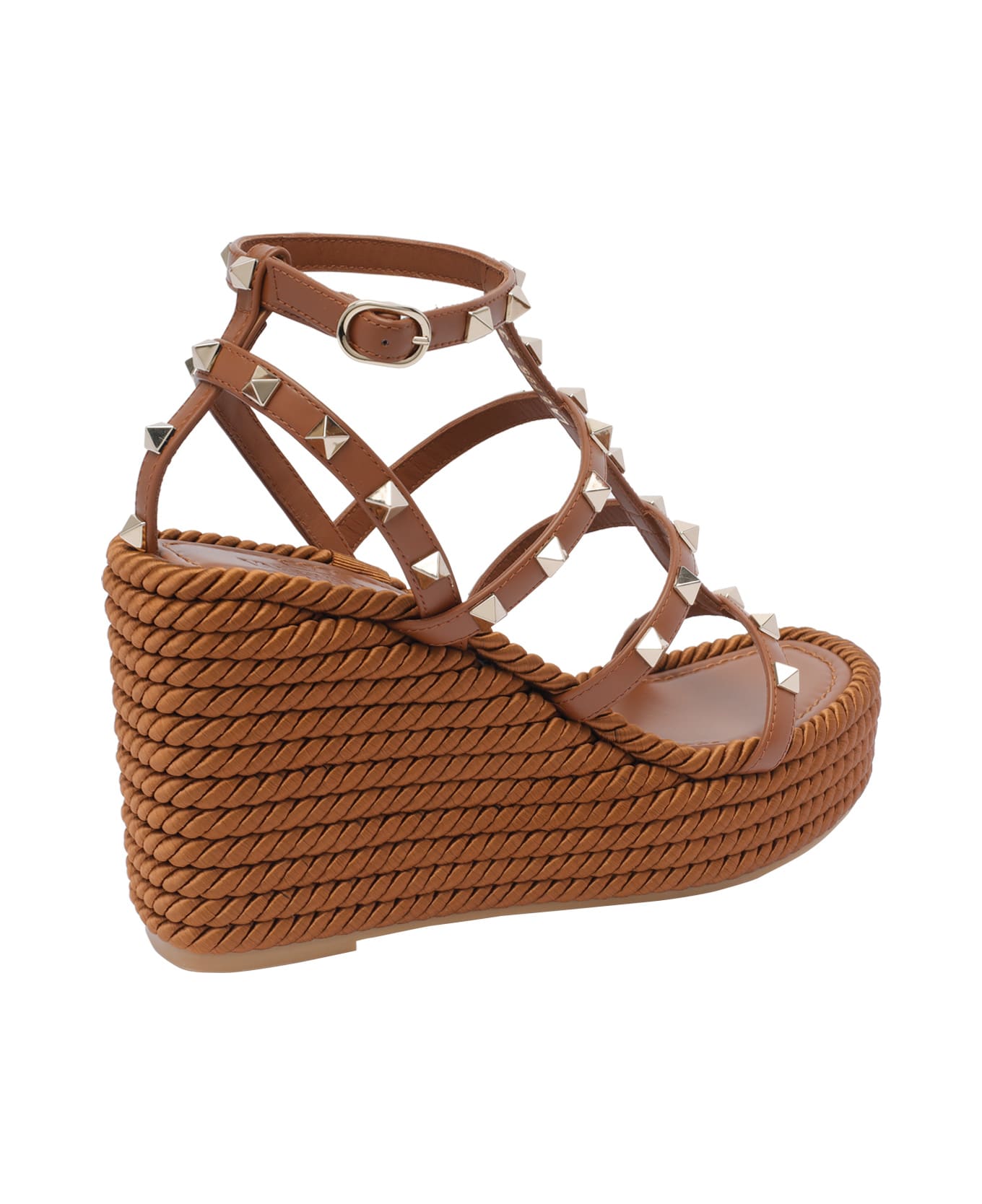 Valentino Garavani Rockstud Wedged Sandals - Brown
