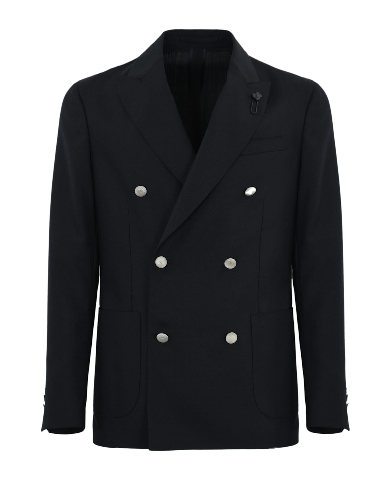 Lardini Roma Double-breasted Jacket In Wool Blend - Blu