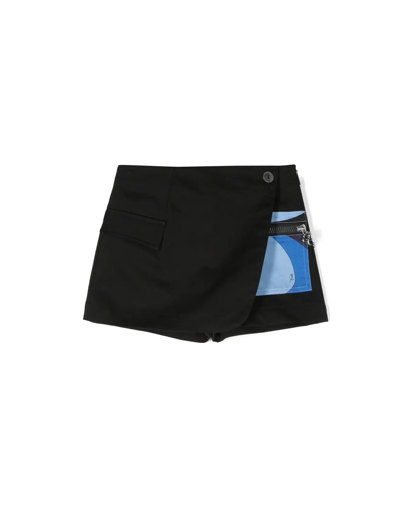 Pucci Black Shorts-skirt With Printed Pocket - Black