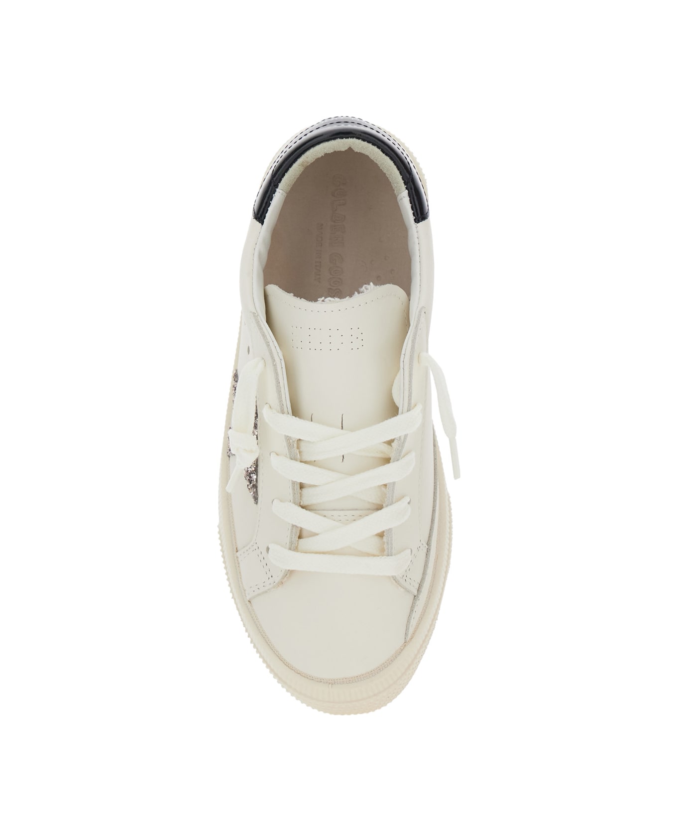 Golden Goose May Leather Upper Toe And Heel Glitter Star Signature Foxing - Include Codice Che Inizia Con Gyf - White