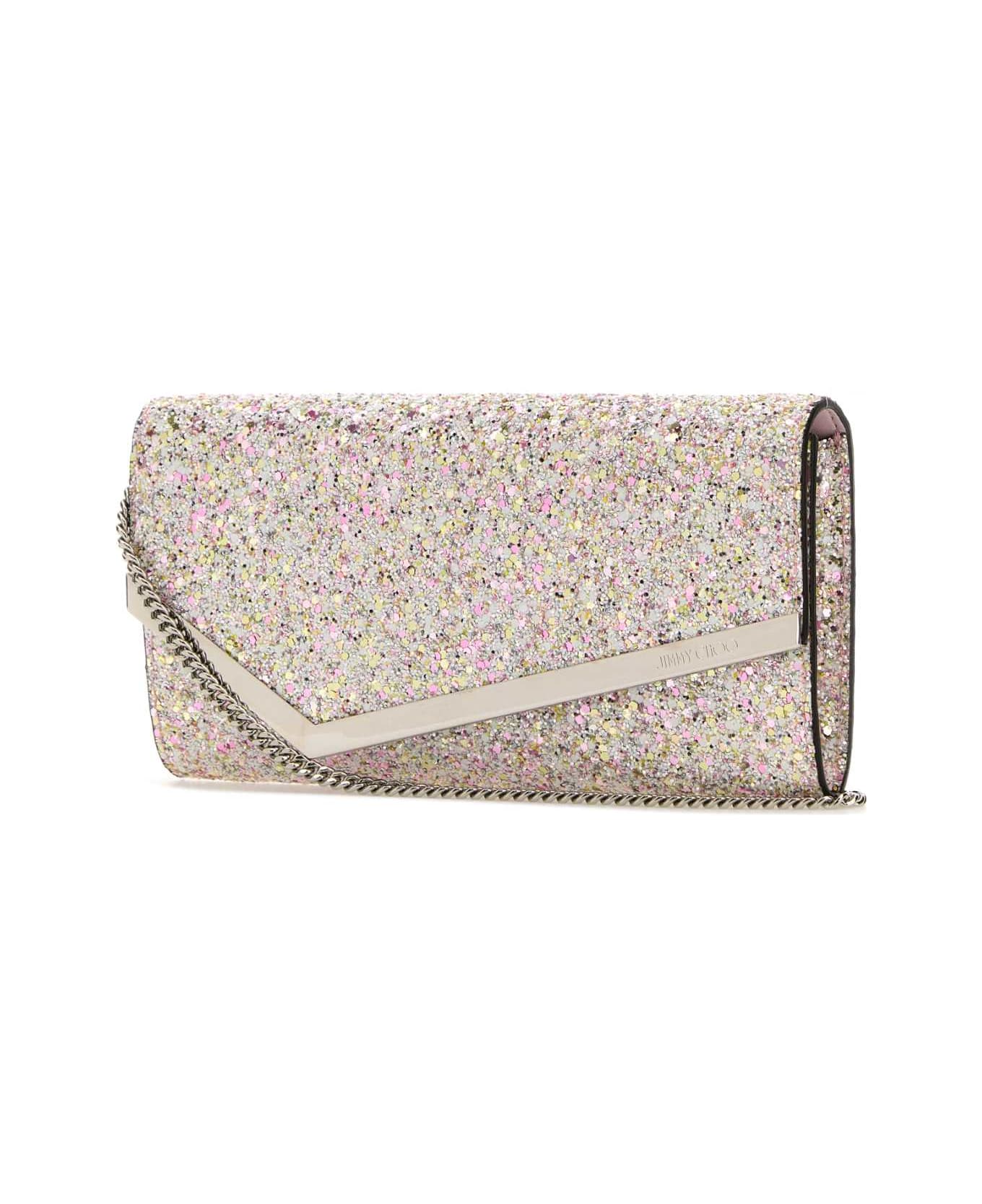 Jimmy Choo Embellished Fabric Emmie Clutch - CANDYPINKLATTEMIXSILVER クラッチバッグ