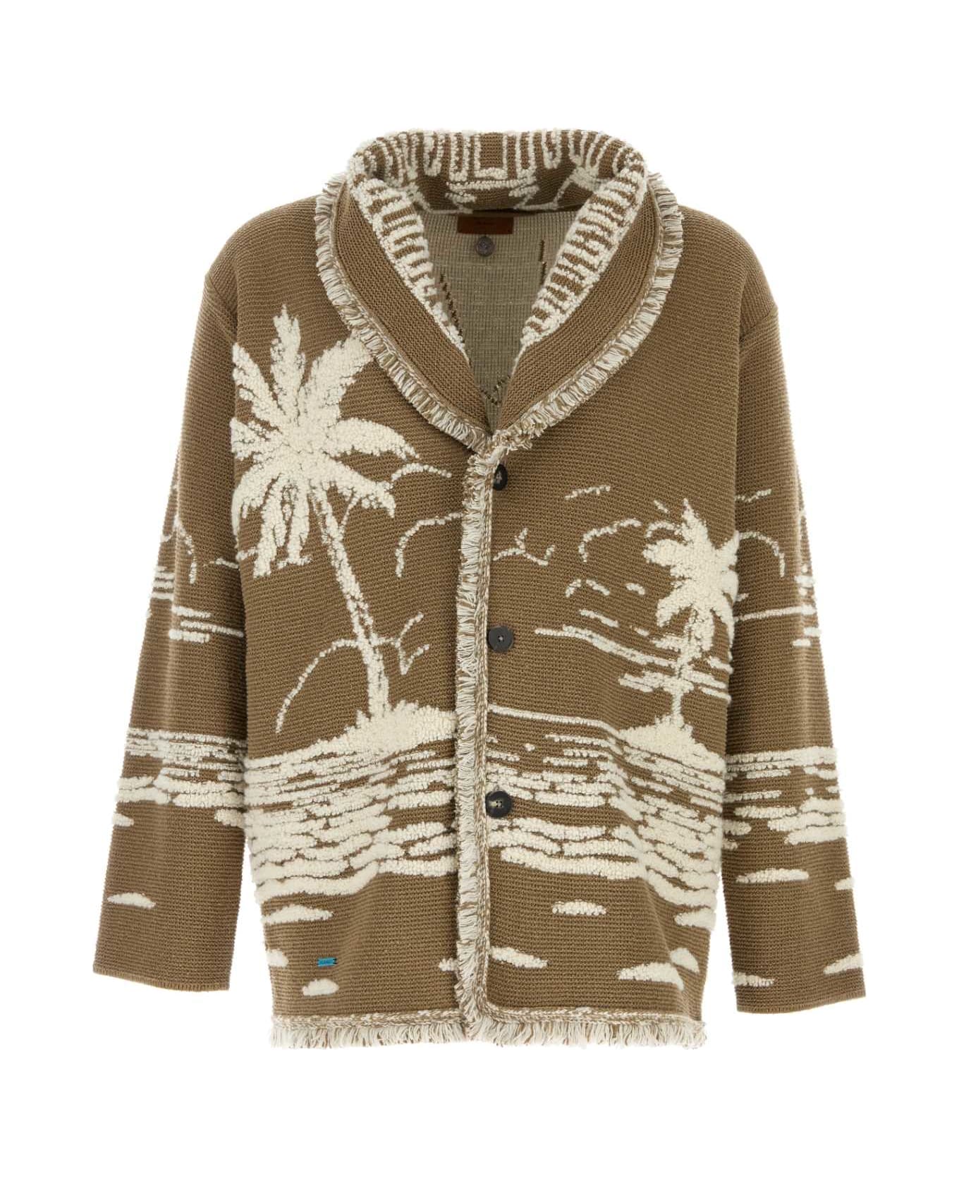 Alanui Embroidered Silk Blend Cardigan - KHAKIWHITE