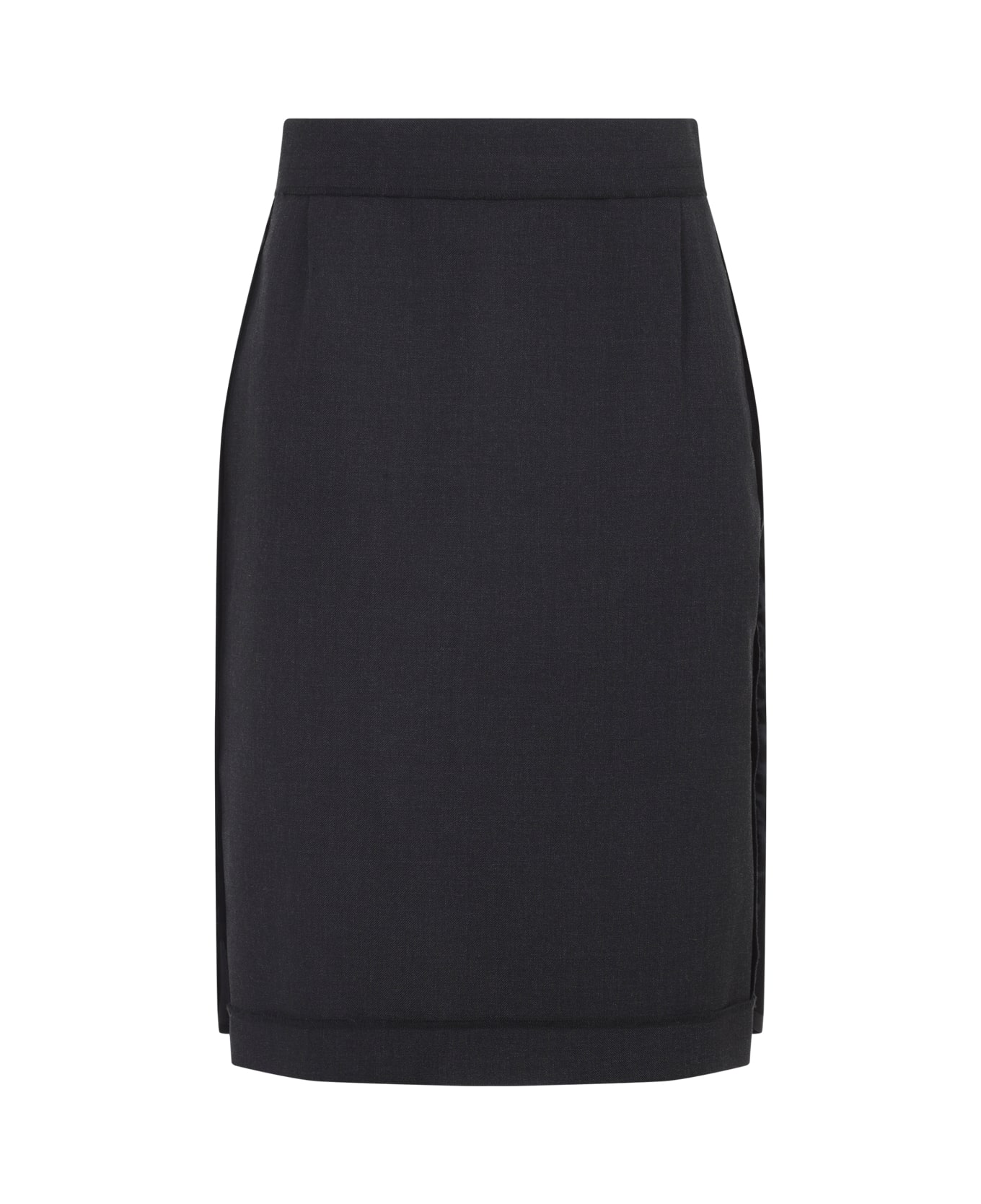 Maison Margiela Polyester Midi Skirt - M Carbon Melange Black