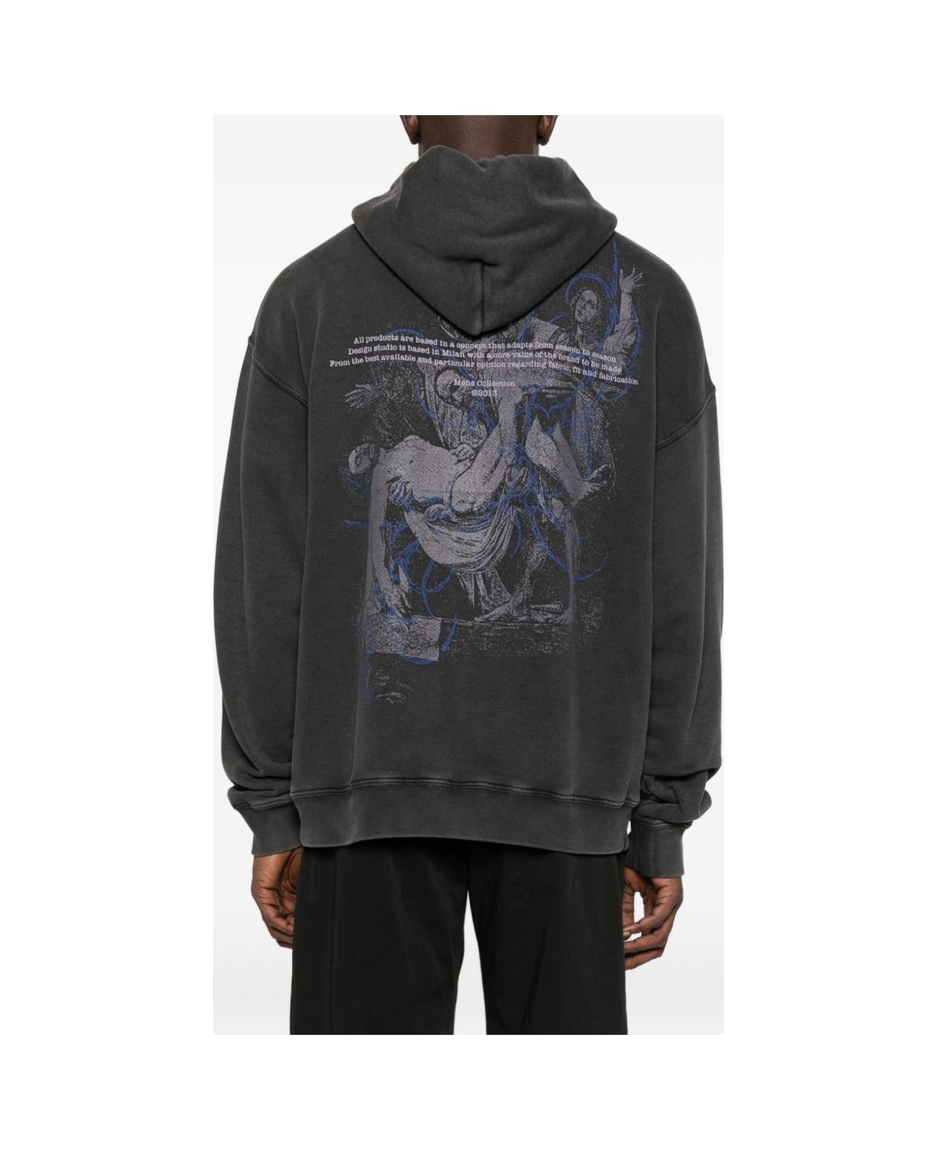 Off-White Faded Painting Skate Cotton Hoodie - Black