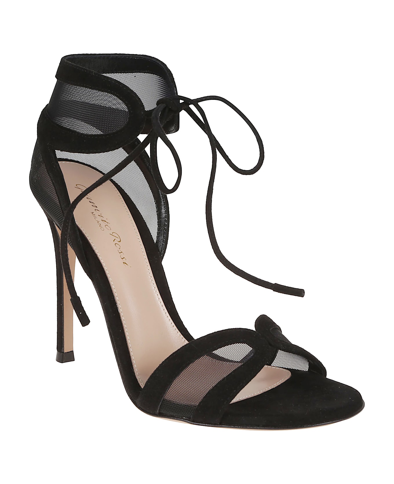 Gianvito Rossi Camoscio+rete Sandal - Nene Black Black