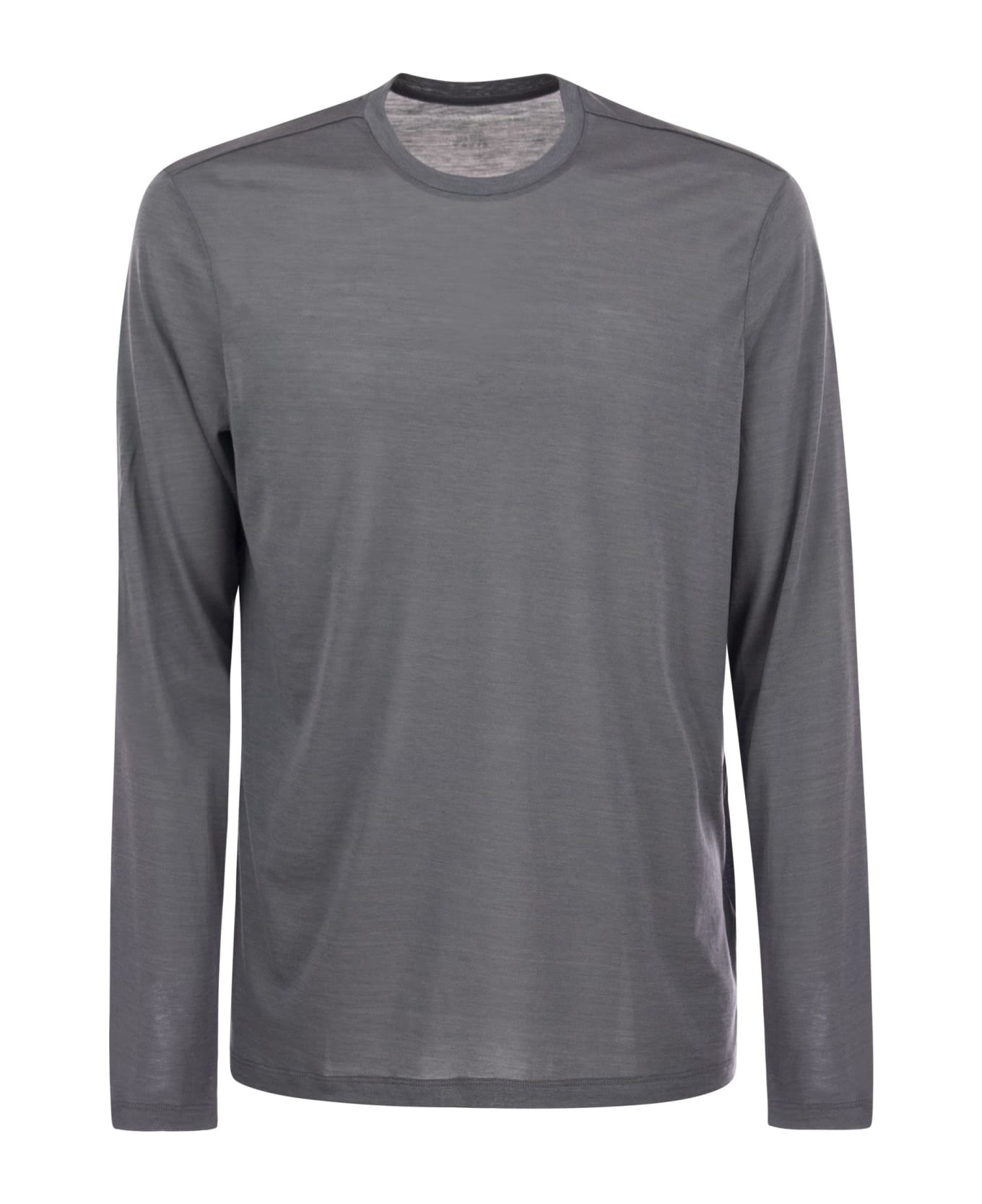 Majestic Filatures Crew-neck T-shirt In Silk And Cotton - Grey
