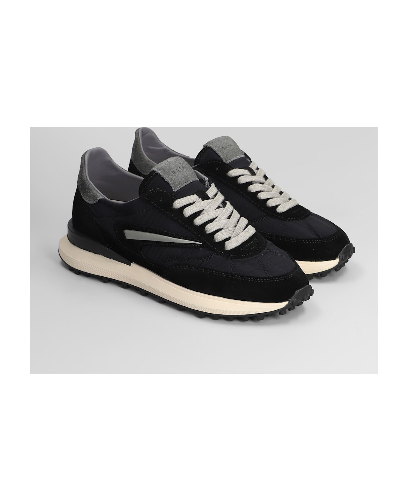 D.A.T.E. Athleta Sneakers In Black Suede And Fabric - black
