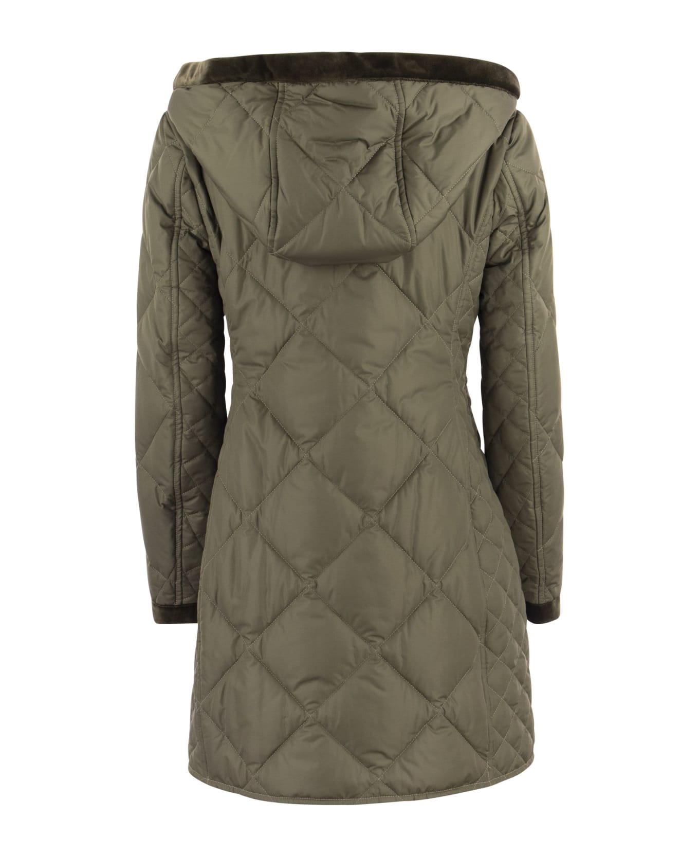 Fay Virginia Quilted Coat With Hood - Olive
