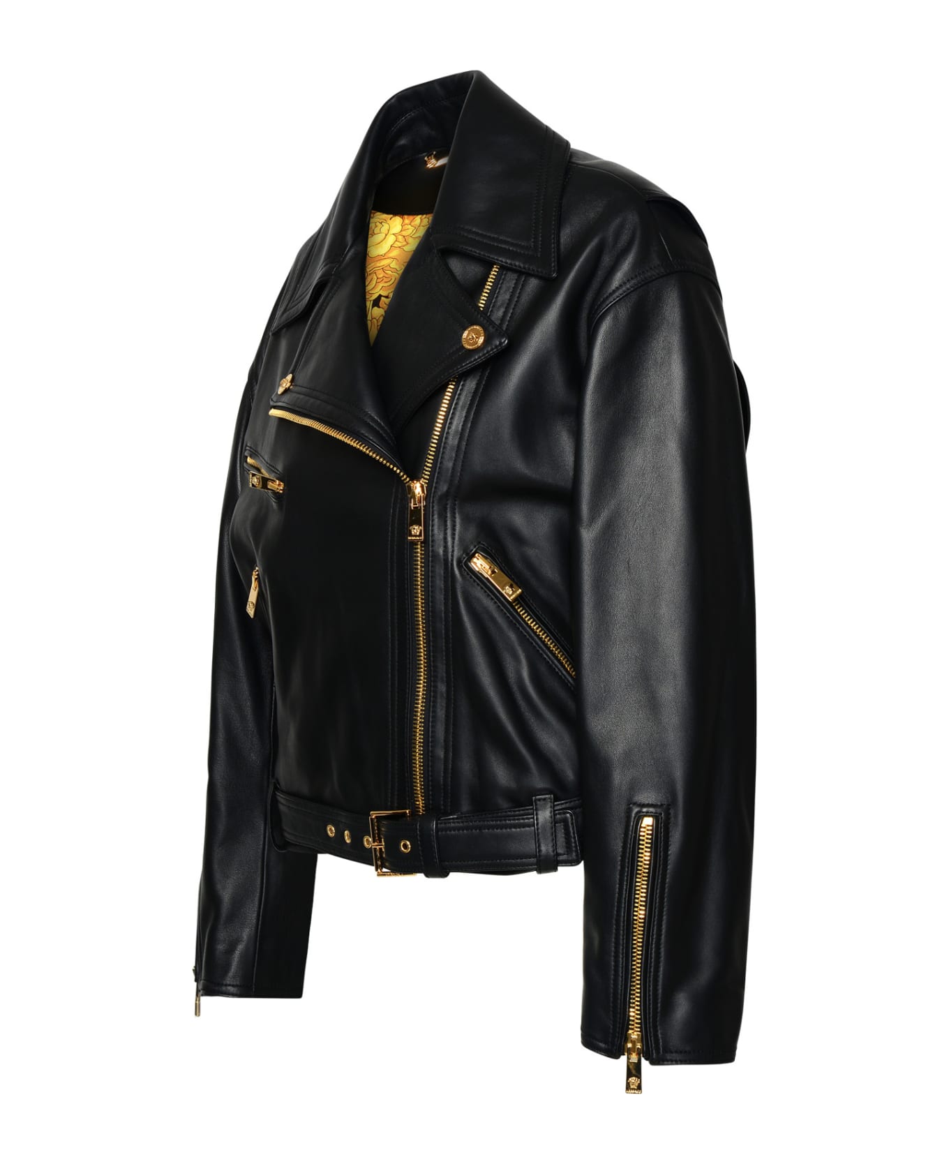 Versace Black Lambskin Jacket - Black レザージャケット