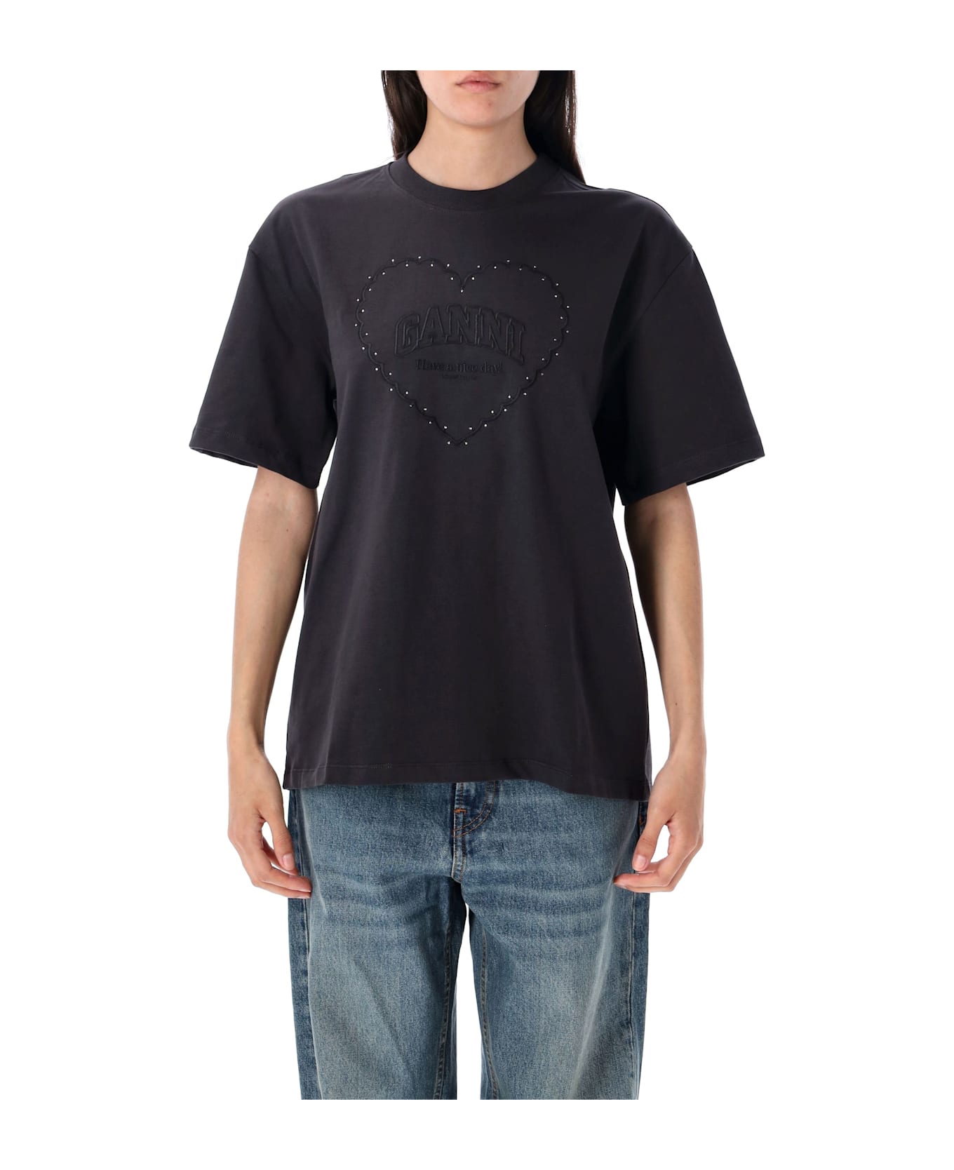 Ganni Heart T-shirt - Phantom