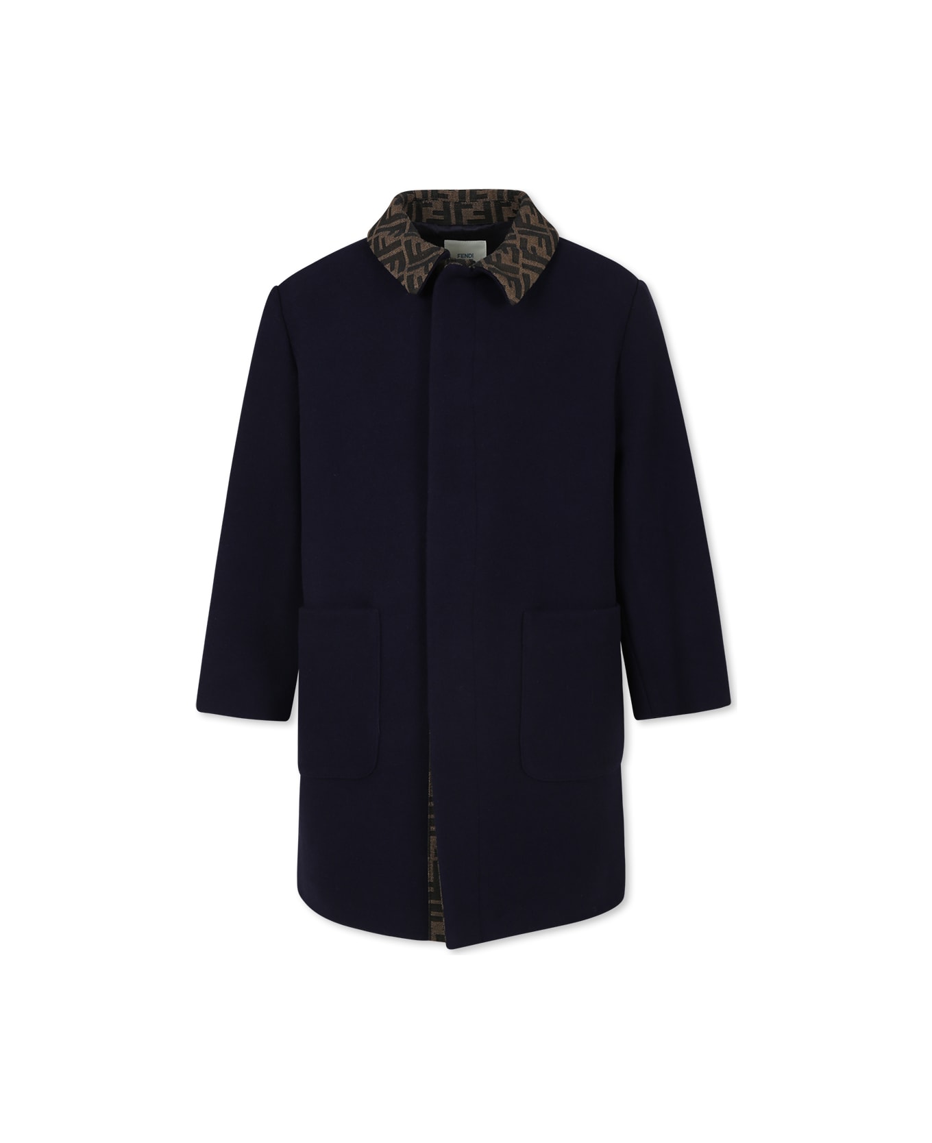 Fendi Blue Coat For Kids With Ff - Blue