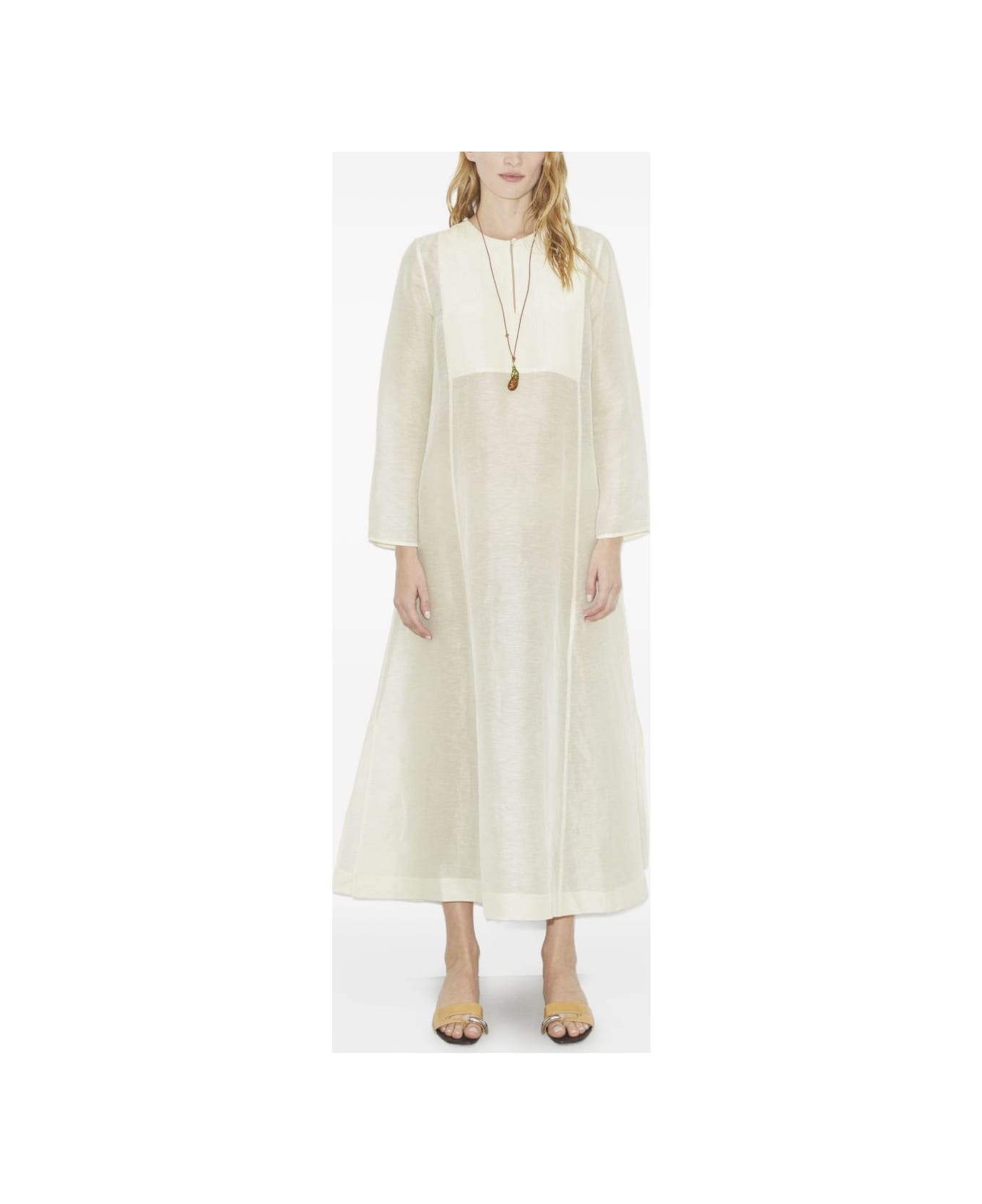 Tory Burch Linen And Silk Long Kaftan - Ivory