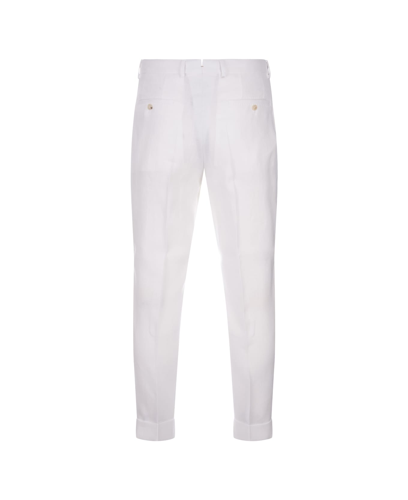 Hugo Boss Relaxed Fit Trousers In White Wrinkle Resistant Linen - White