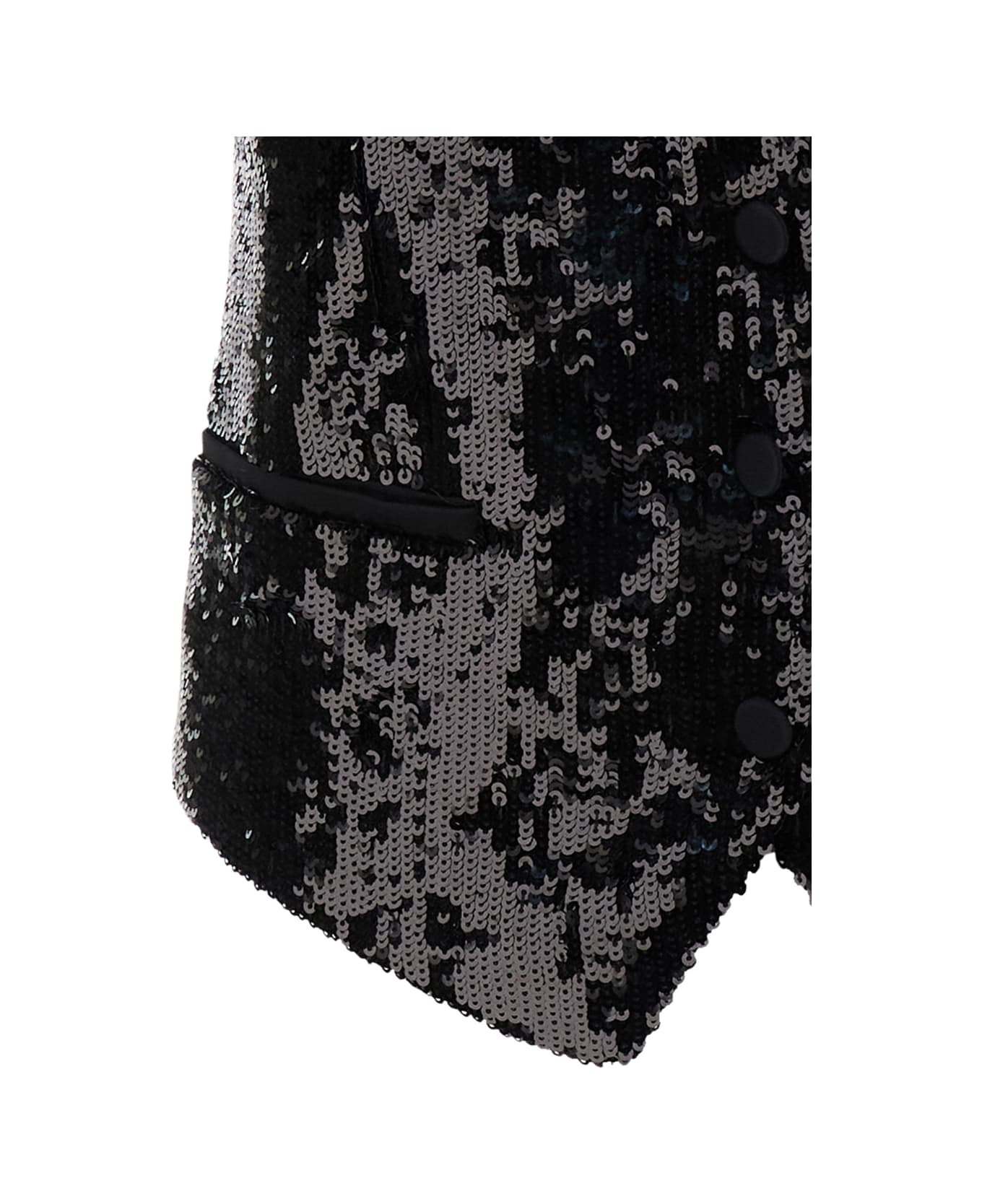 PT01 Black Sequins Vest In Techno Fabric Woman - Black