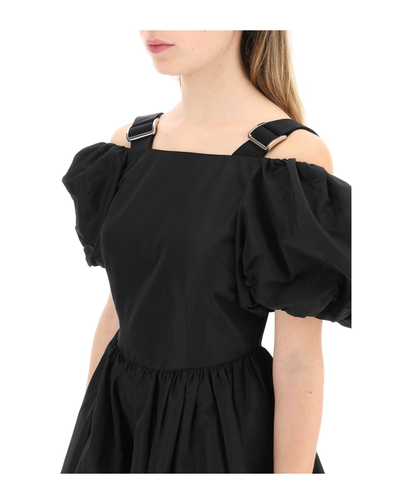 Simone Rocha Off-the-shoulder Taffeta Mini Dress With Slider Straps - BLACK (Black)
