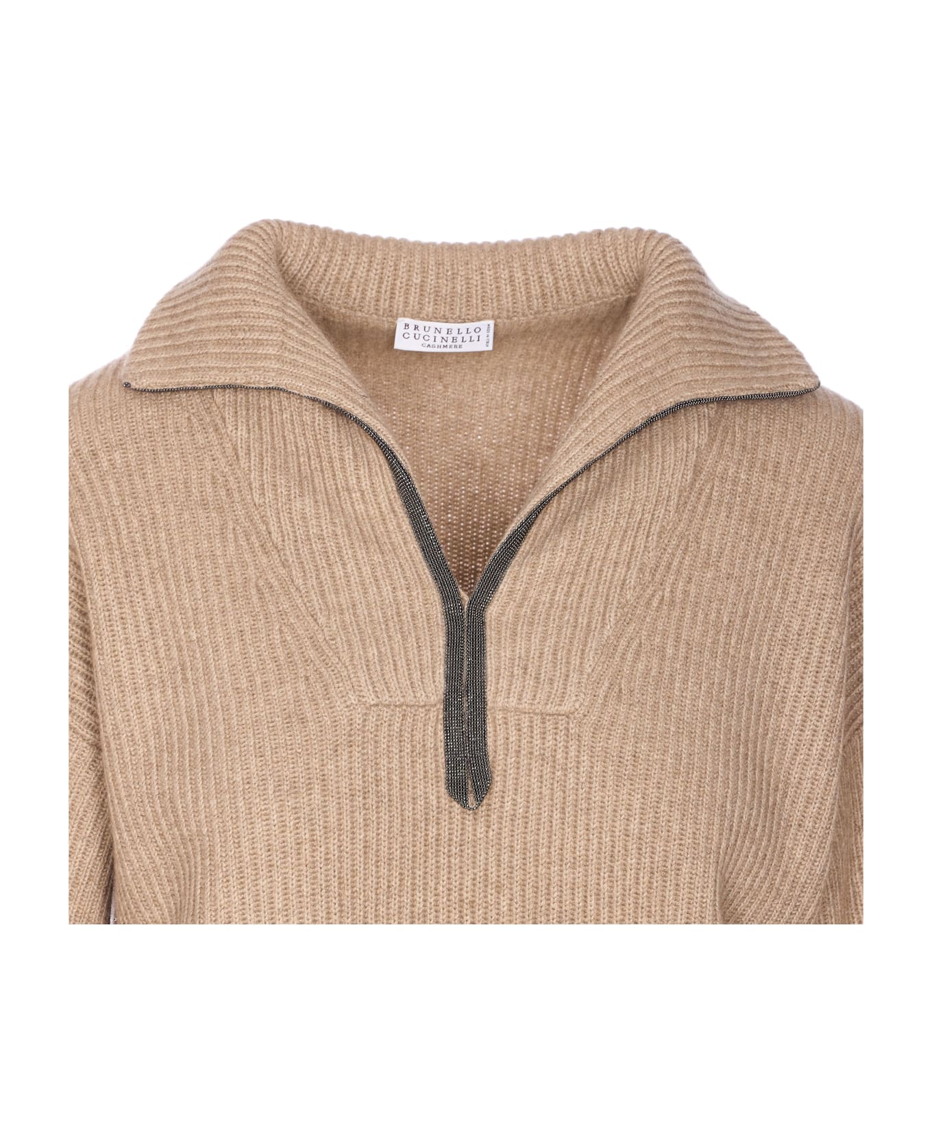 Brunello Cucinelli Sweater With Monile Detail - Beige