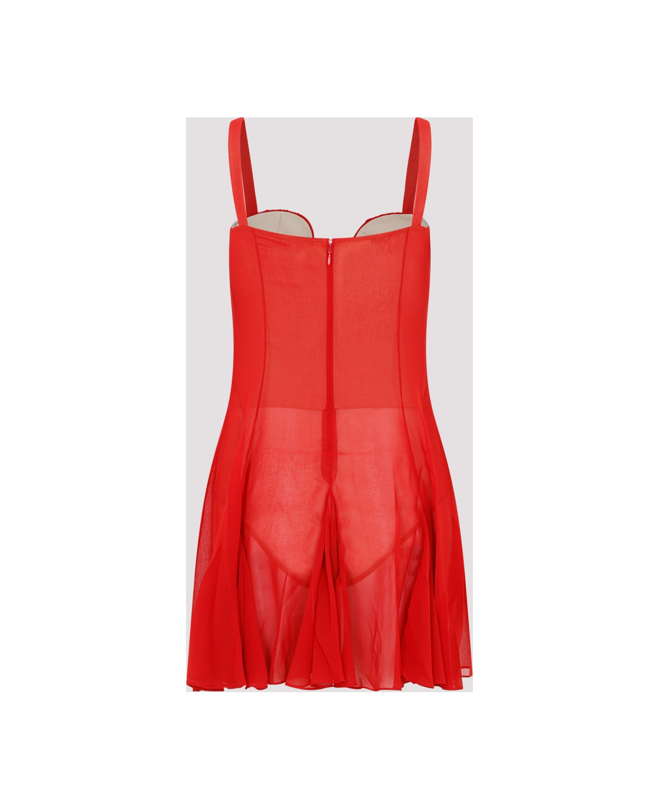 Nensi Dojaka Asymmetrical Panel Godet Mini Dress - Red