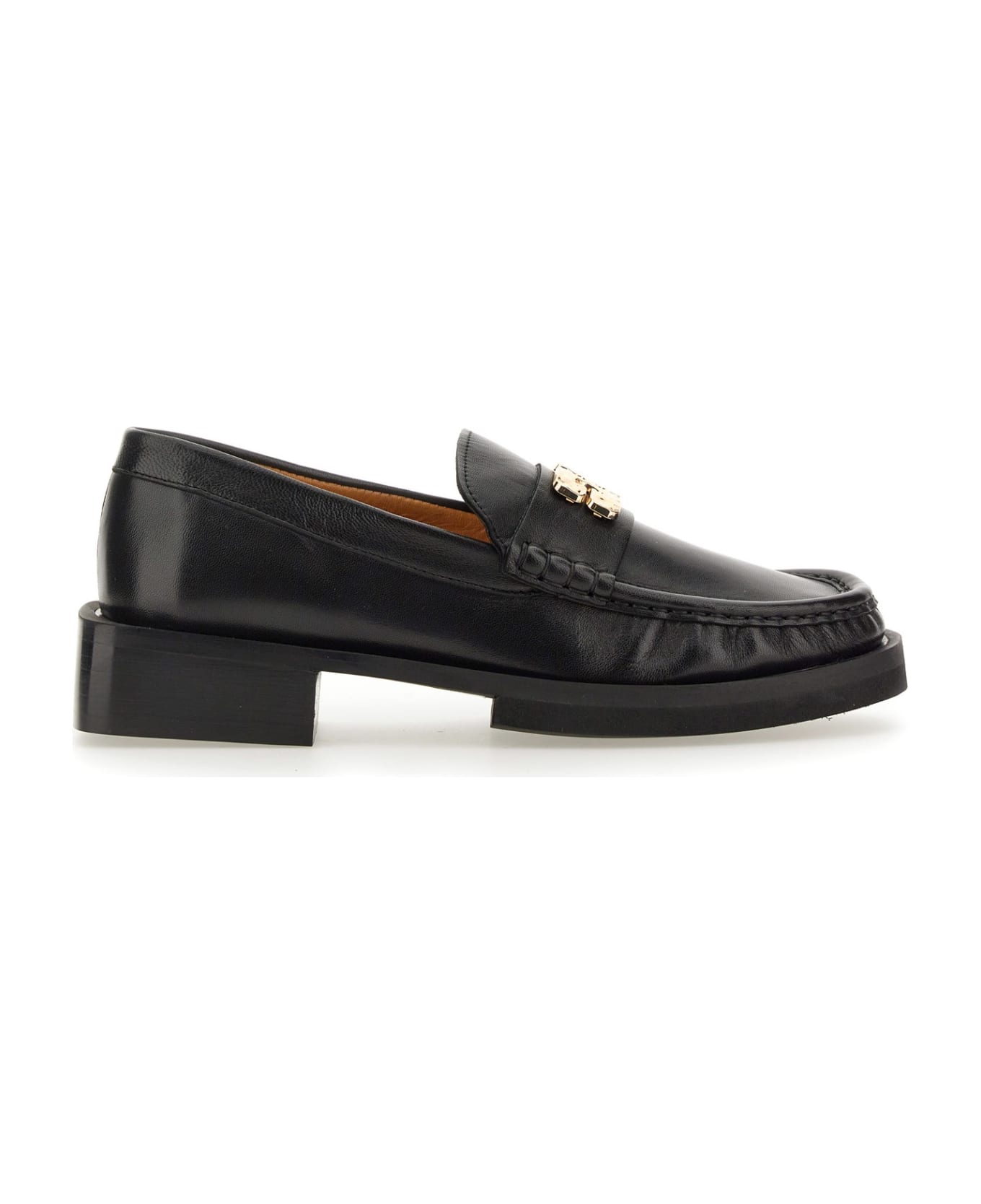 Ganni Loafer With 'butterfly' Logo - Black