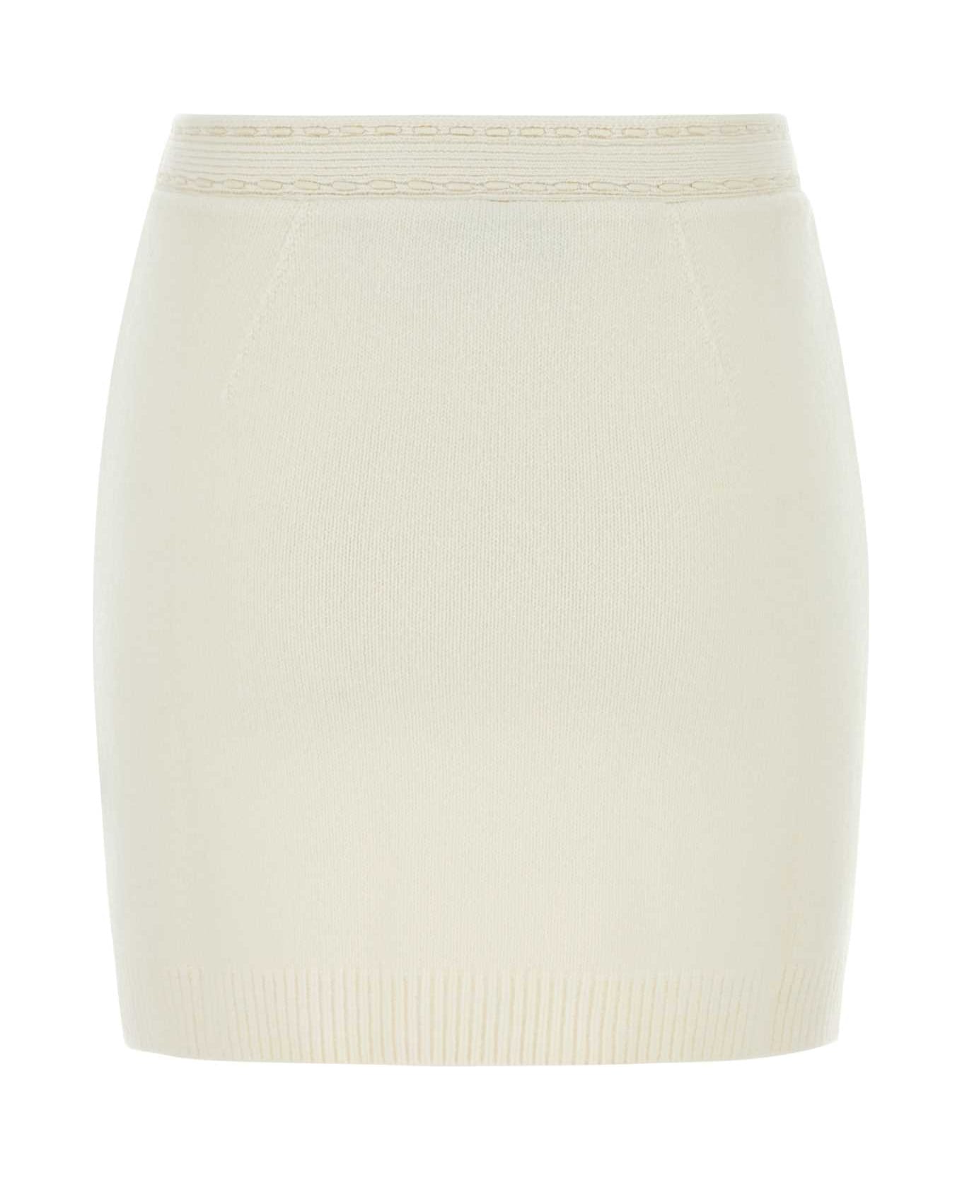 Fendi White Cashmere Blend Mini Skirt - WHITE