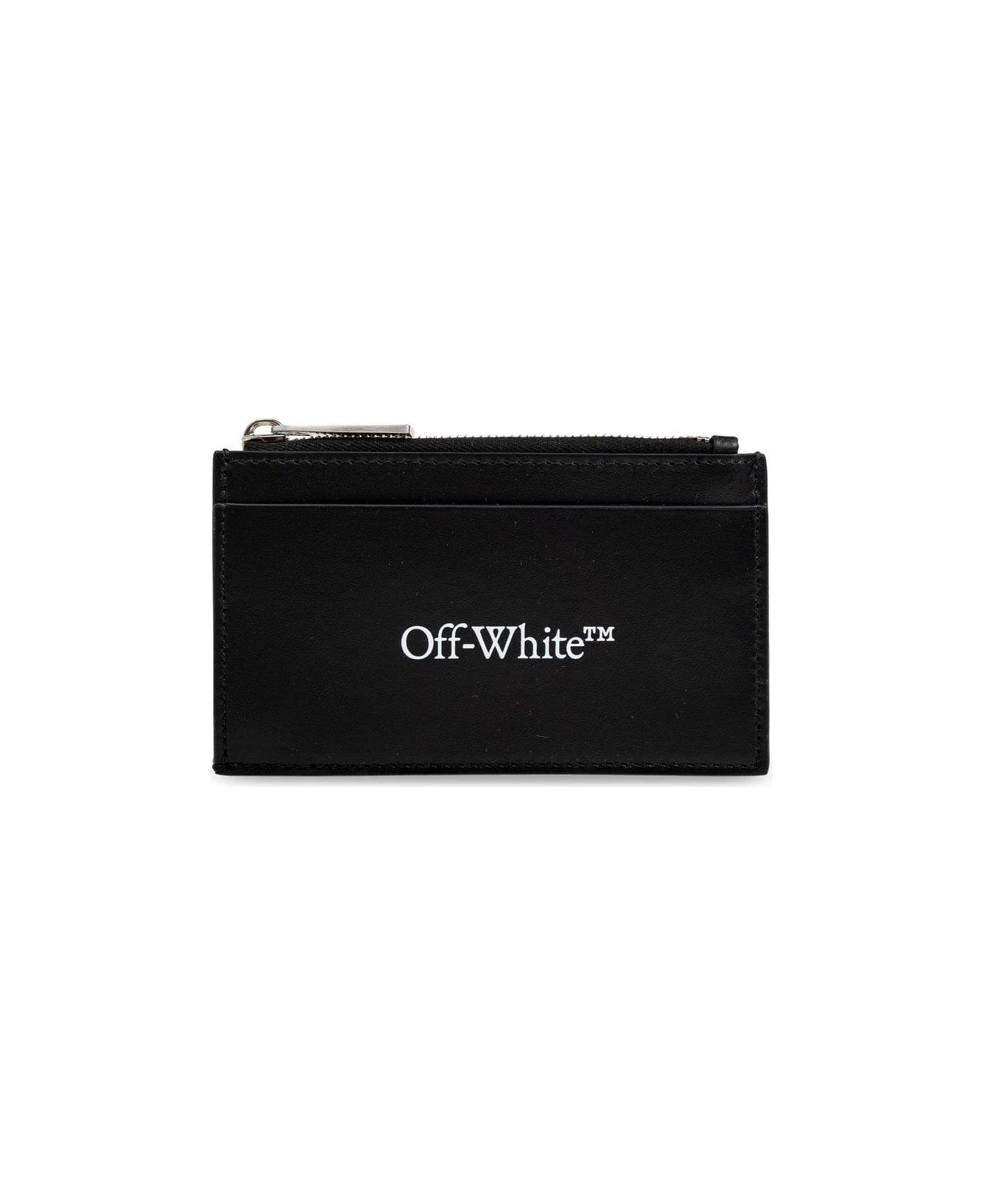 Off-White Logo Printed Zip-up Wallet - BLACK