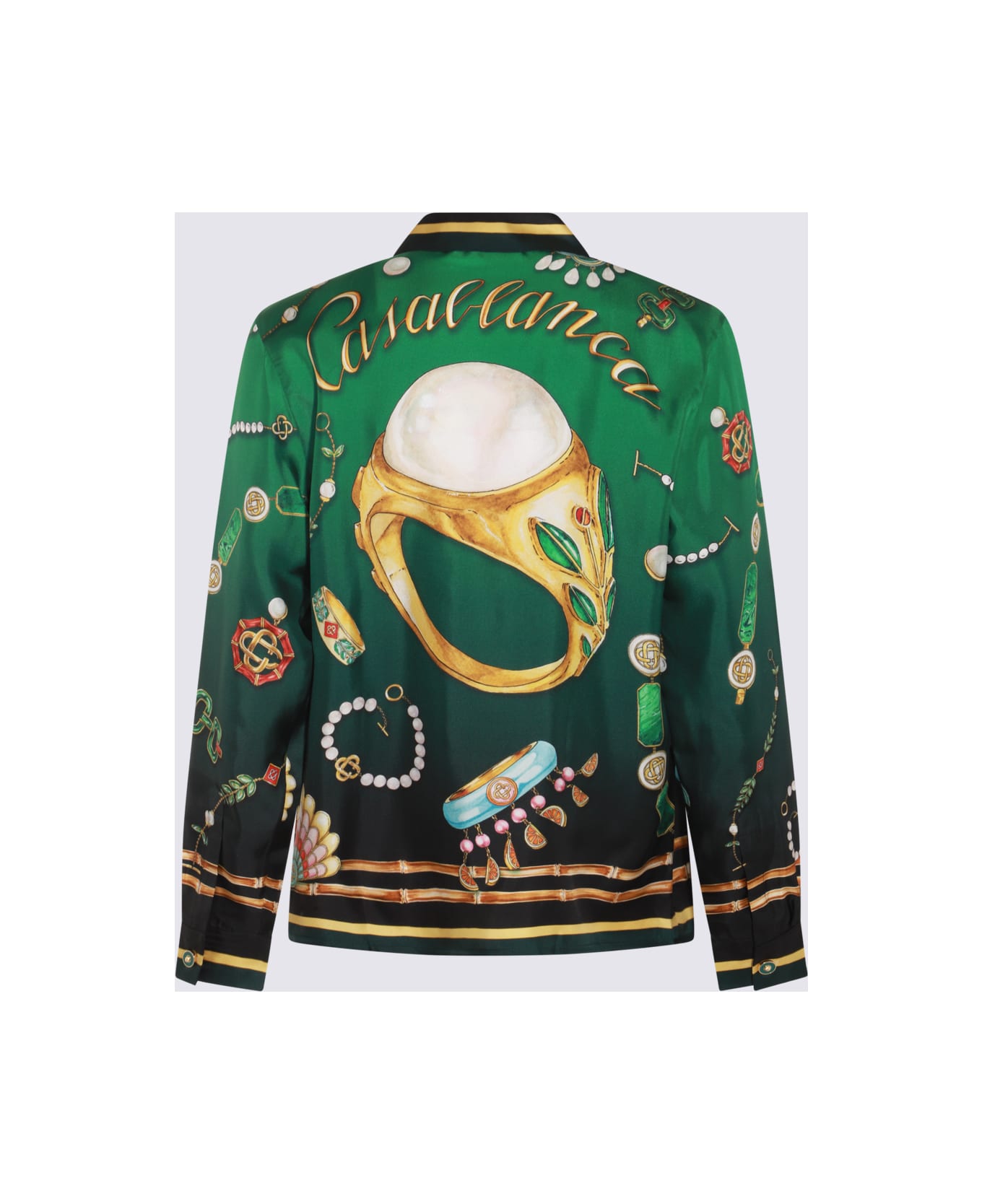 Casablanca Multicolour Silk La Boite A Bijoux Shirt - GREEN