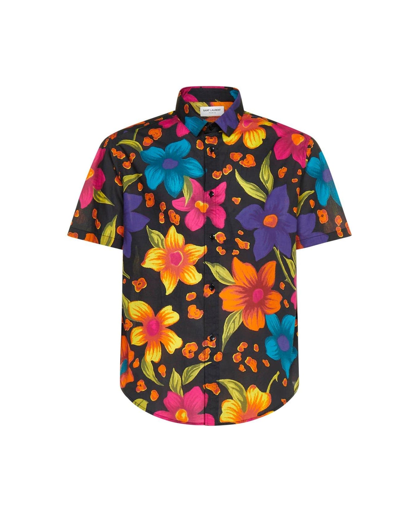 Saint Laurent Floral Printed Short-sleeved Shirt - MULTICOLOUR