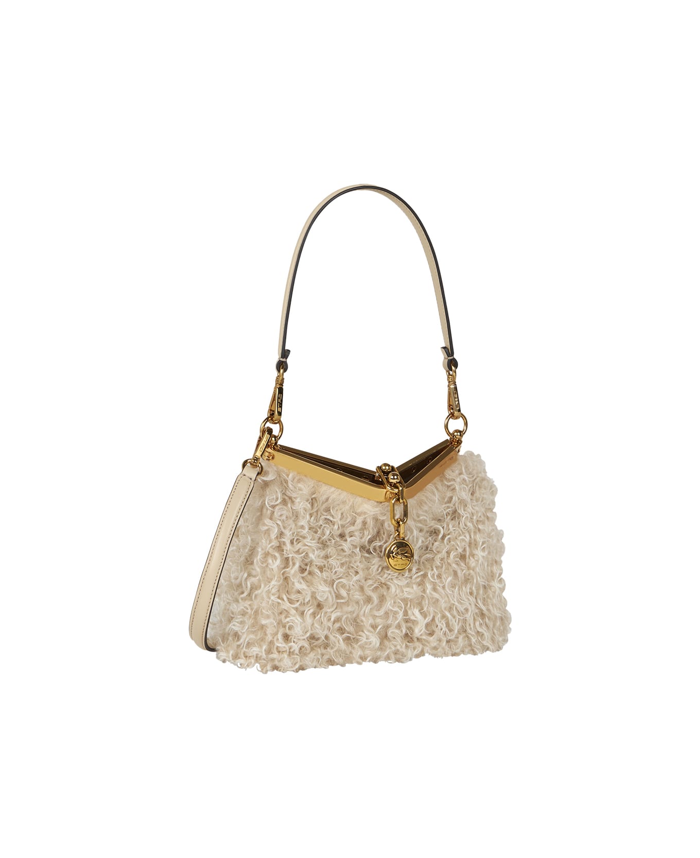 Etro Vela Mini Bag In Beige Wool And Mohair - Brown