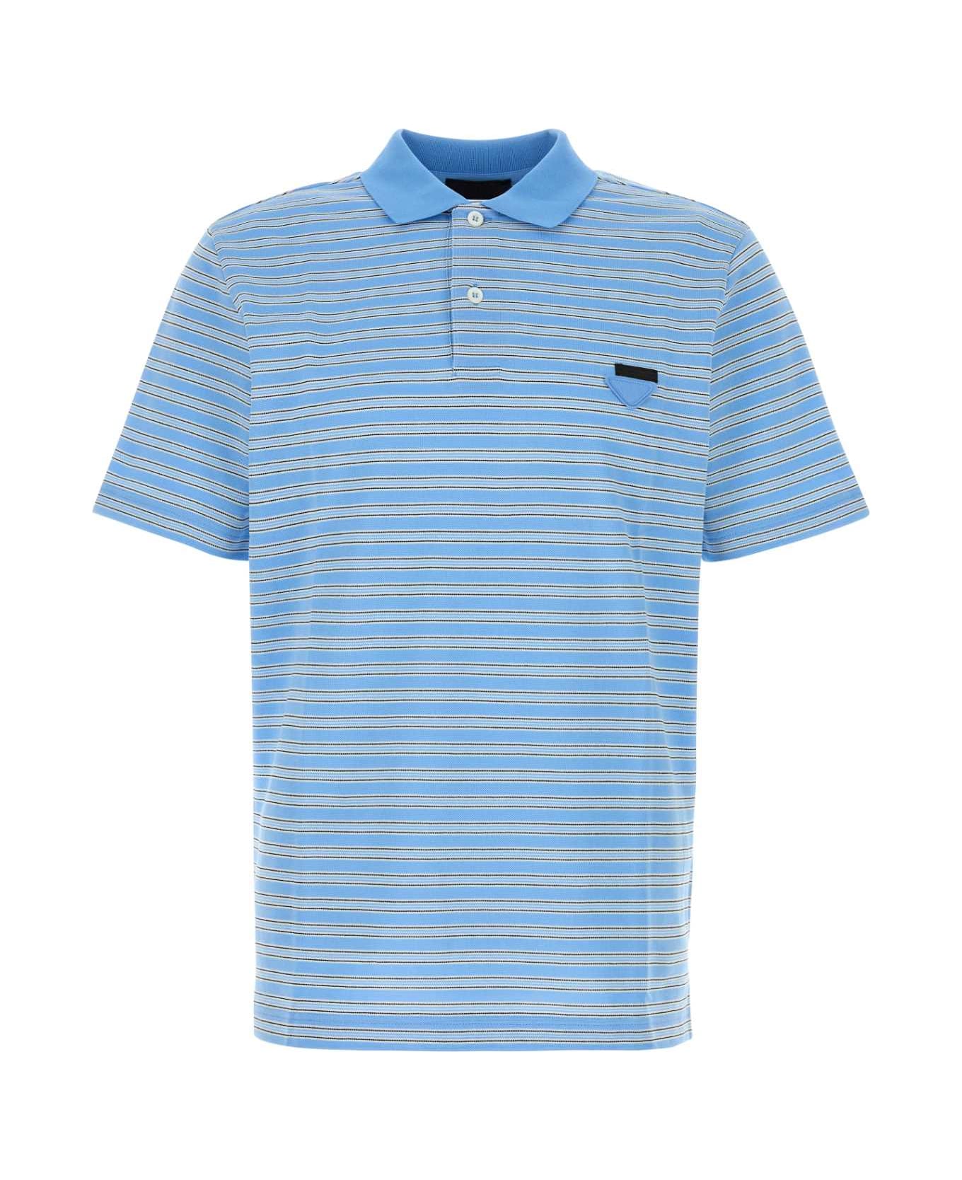 Prada Embroidered Piquet Polo Shirt - AZZURRONERO