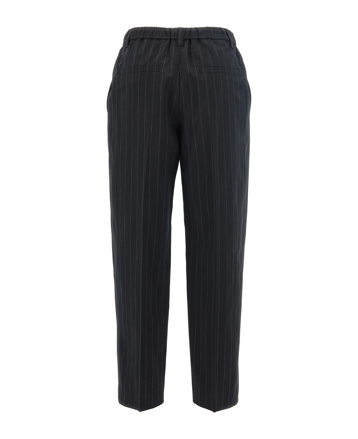 Brunello Cucinelli Pinstripe Trousers - White/Black