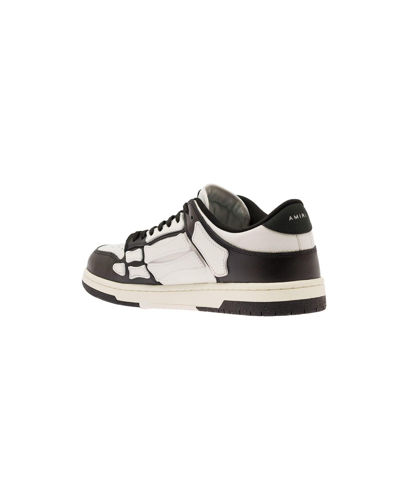 AMIRI 
skel Top Low
 White And Black Sneakers With Skeleton Patch In Leather Man - Black