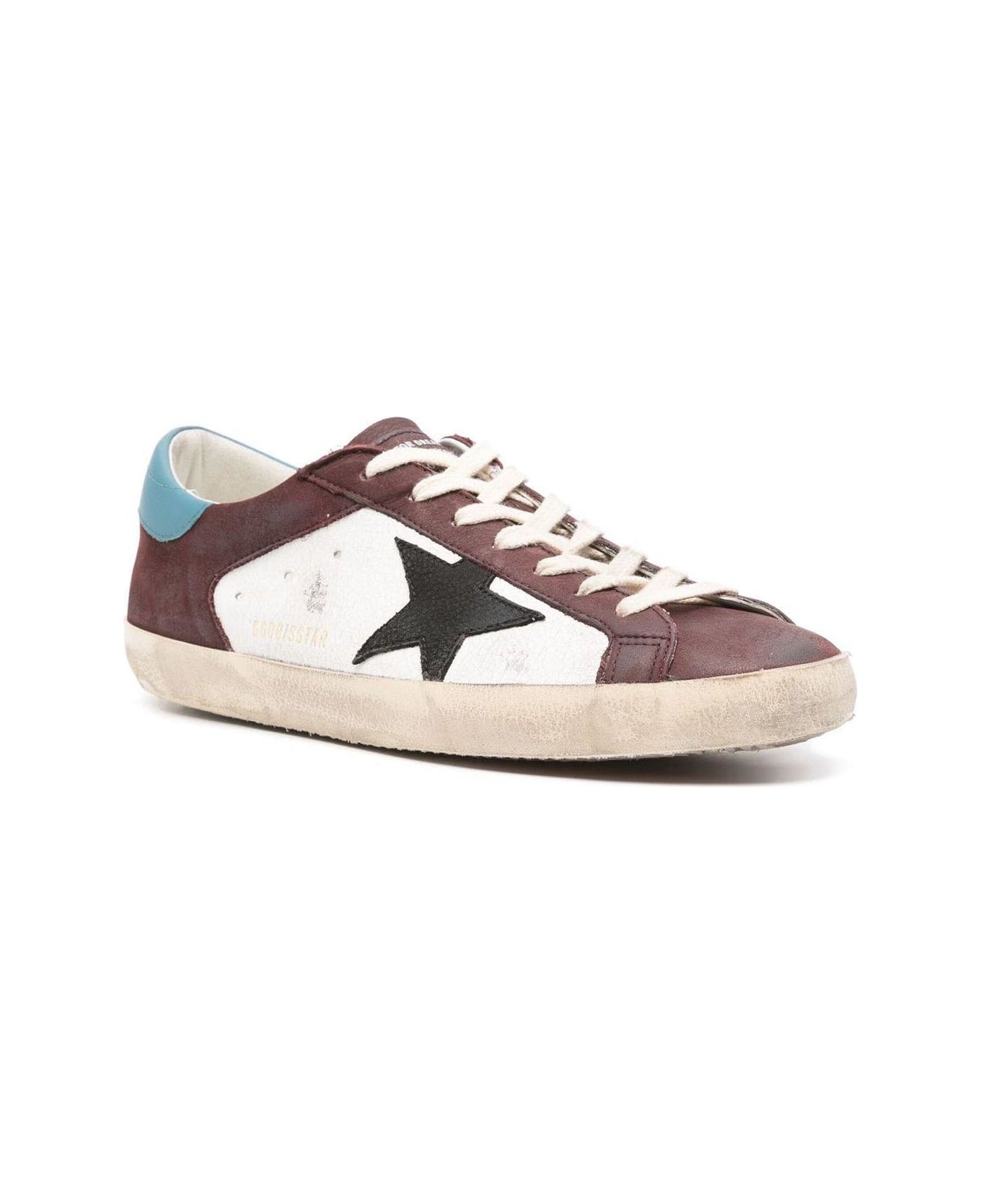 Golden Goose Super Star Double Quarter Low-top Sneakers - WHITE/RED WINE/BLACK/TEAL スニーカー